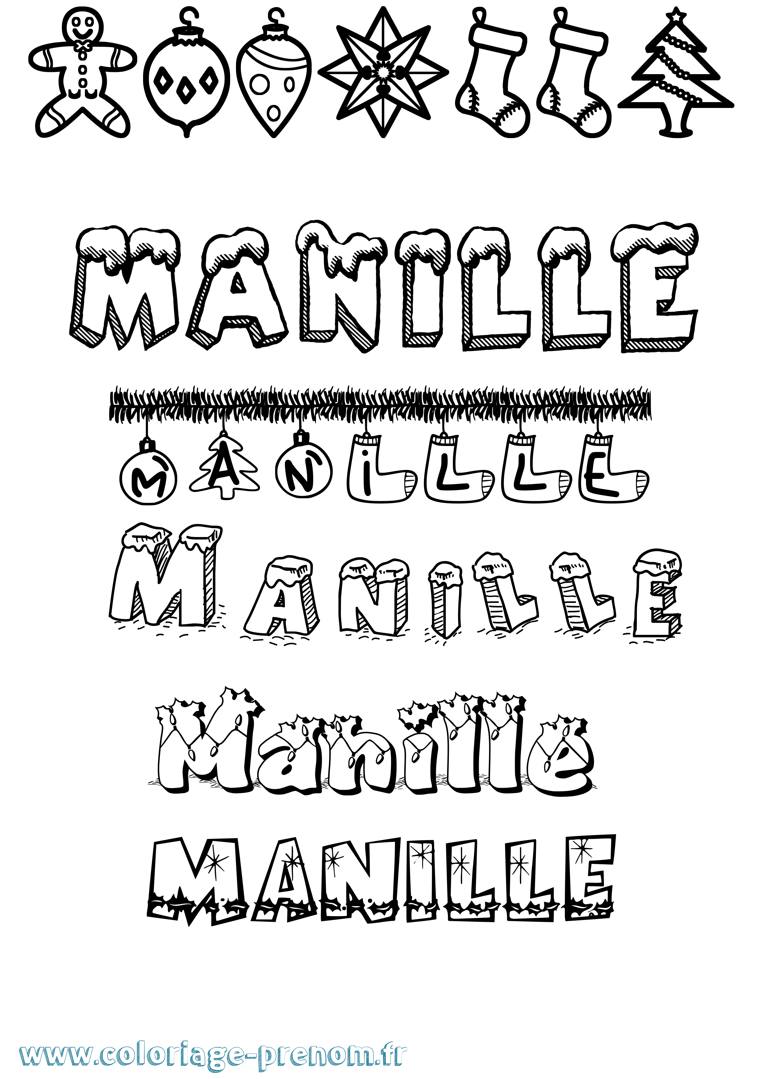 Coloriage Manille Noël Coloriage prénom Manille Noël