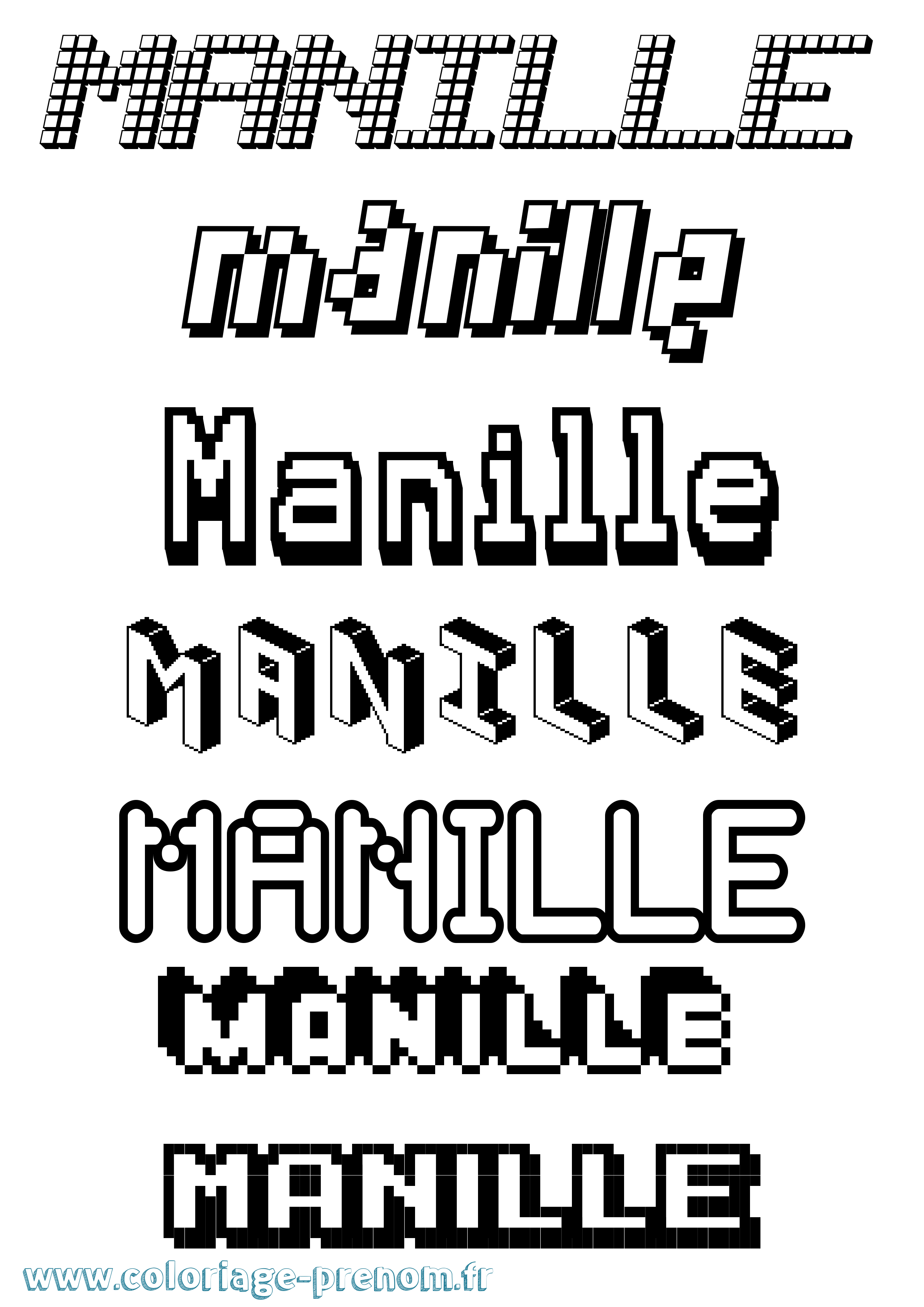 Coloriage Manille Pixel Coloriage prénom Manille Pixel