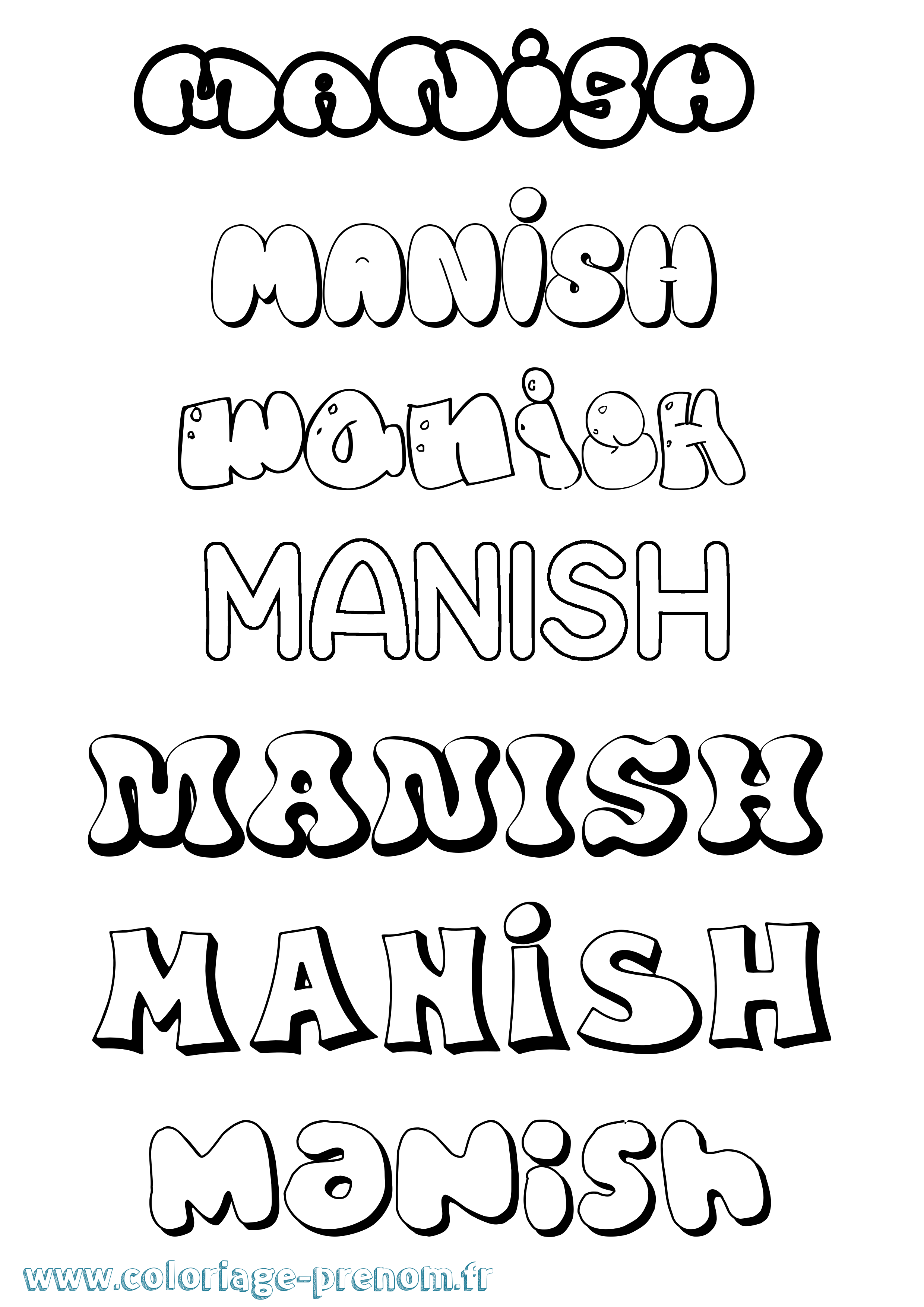 Coloriage Manish Bubble Coloriage prénom Manish Bubble