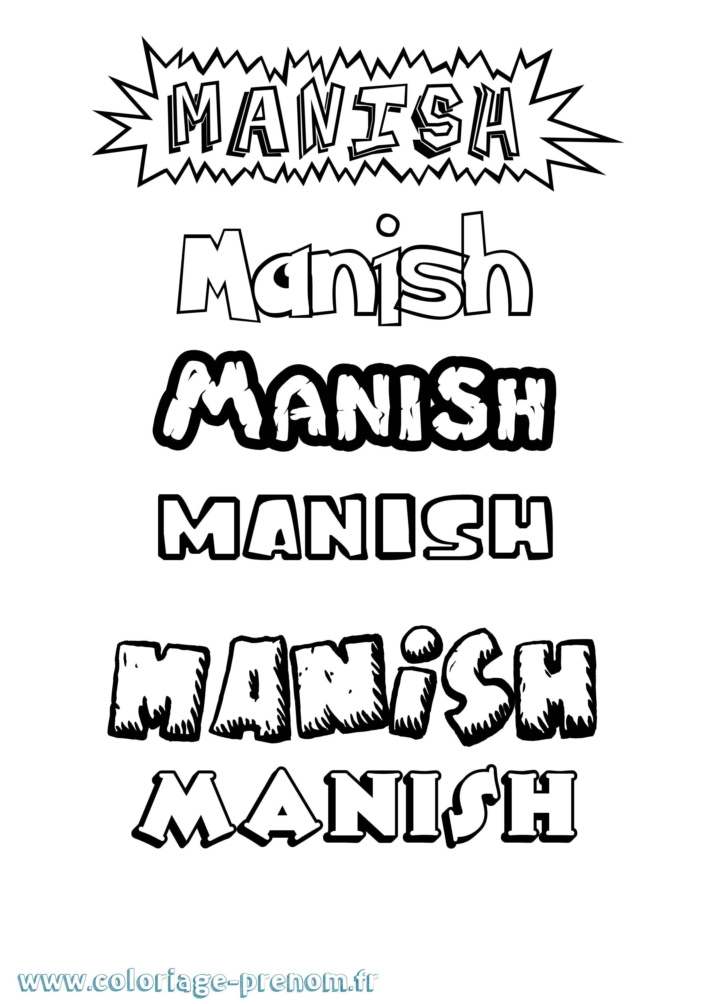 Coloriage Manish Dessin Animé Coloriage prénom Manish Dessin Animé