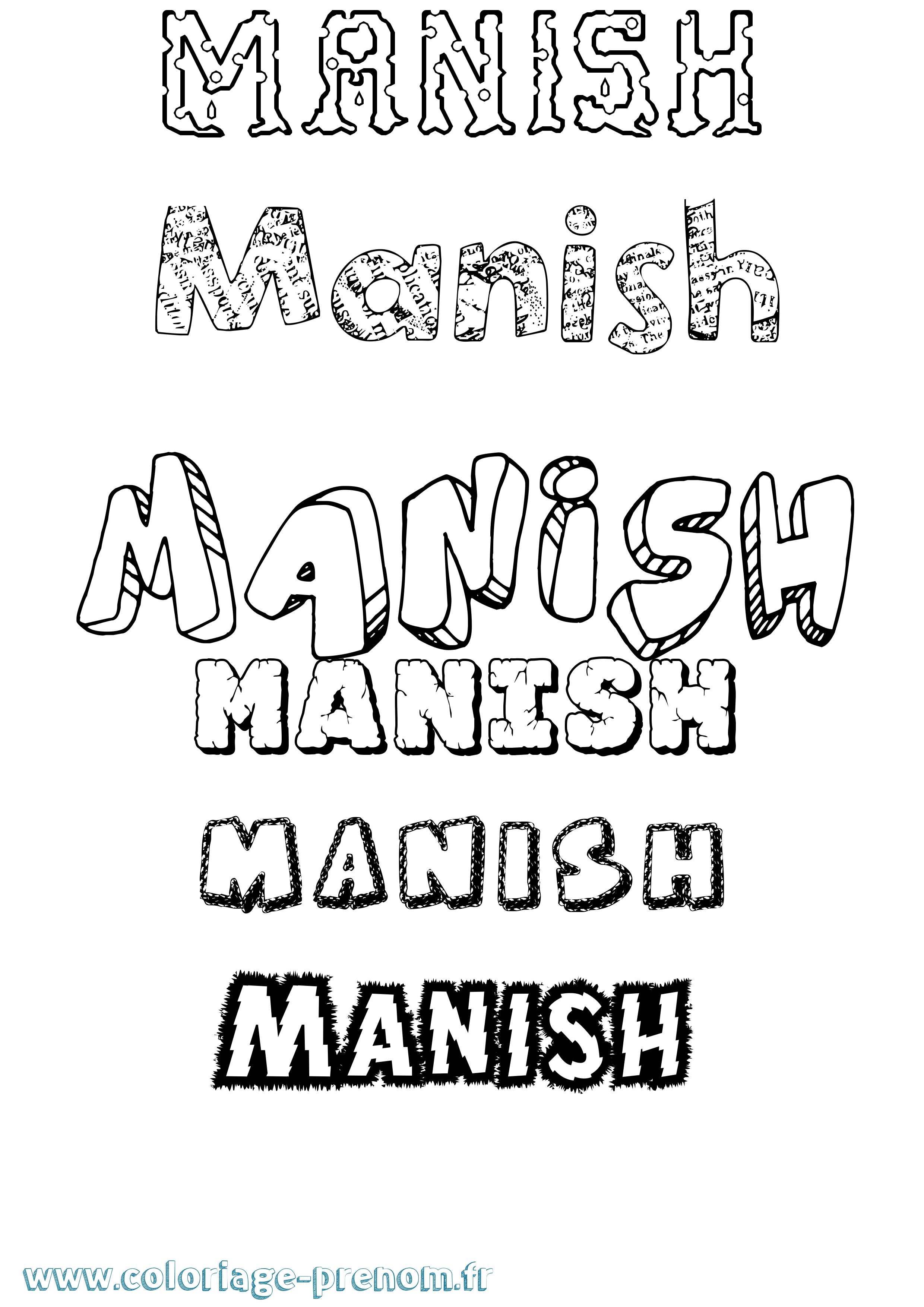 Coloriage Manish Destructuré Coloriage prénom Manish Destructuré