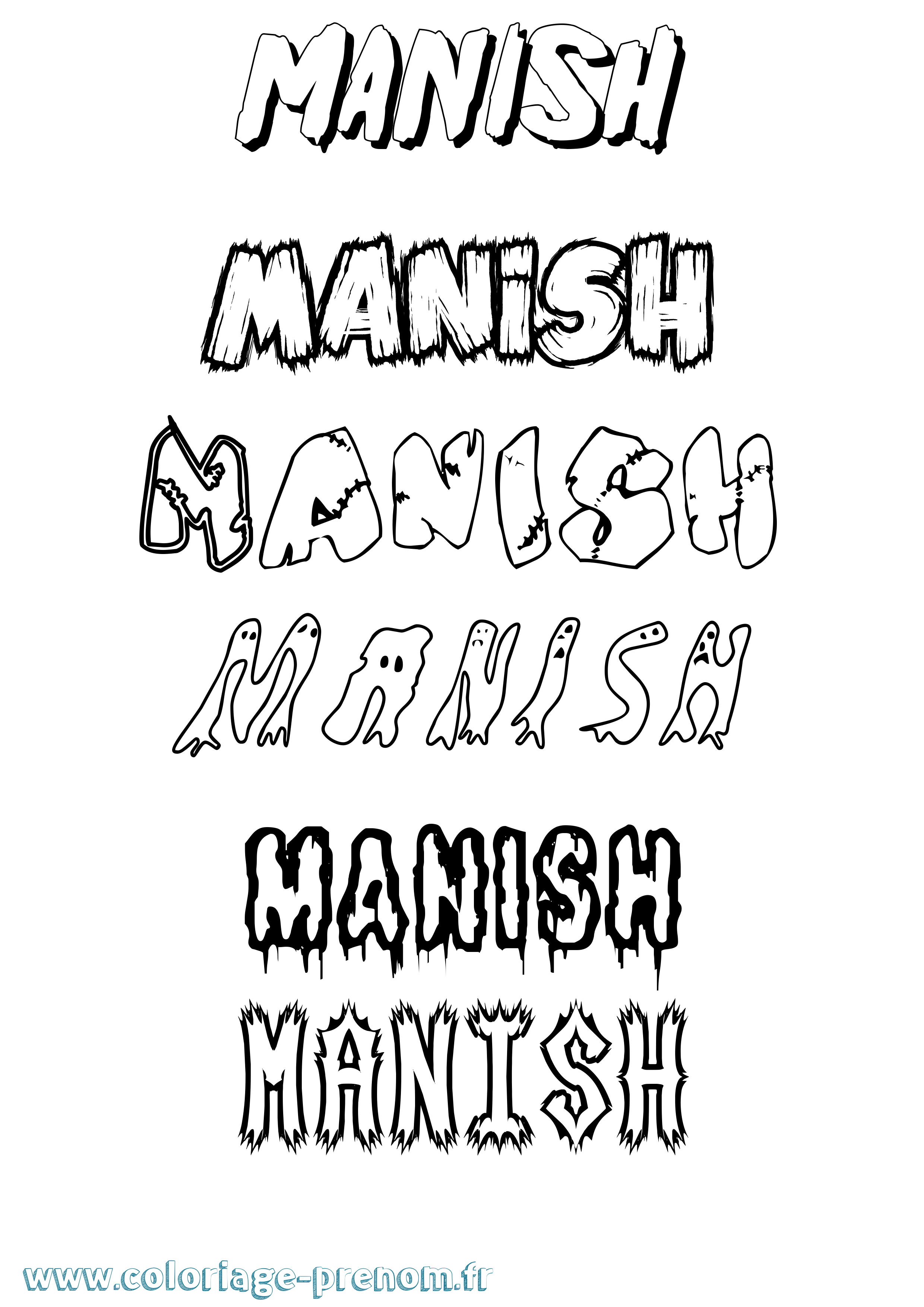 Coloriage Manish Frisson Coloriage prénom Manish Frisson