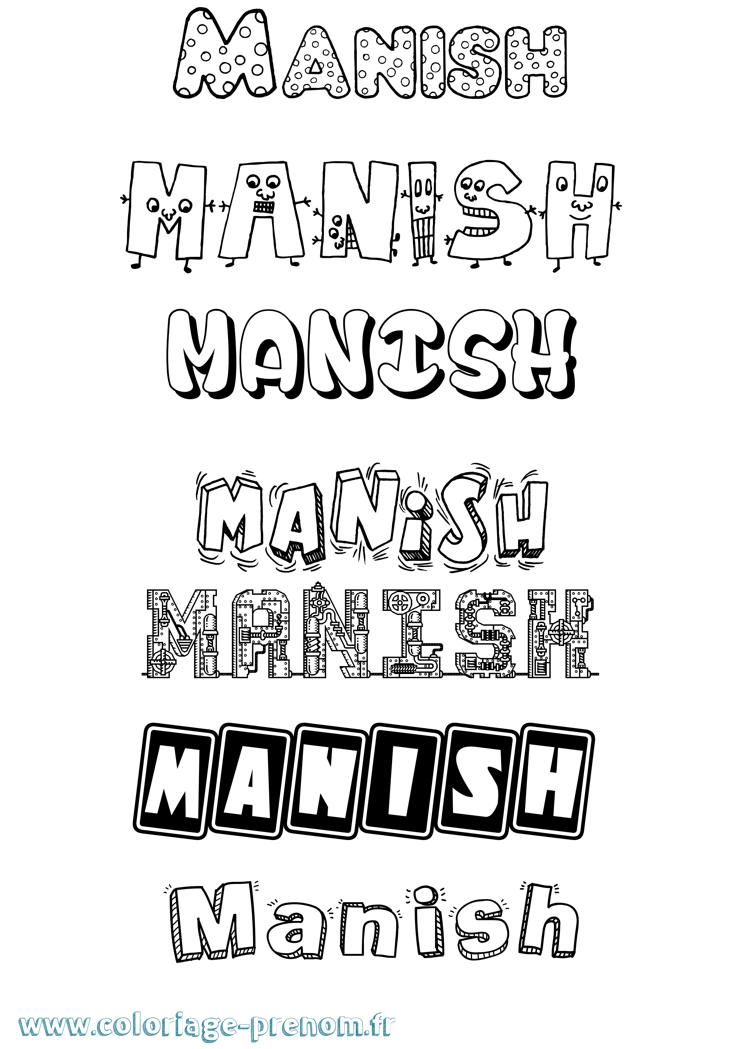 Coloriage Manish Fun Coloriage prénom Manish Fun