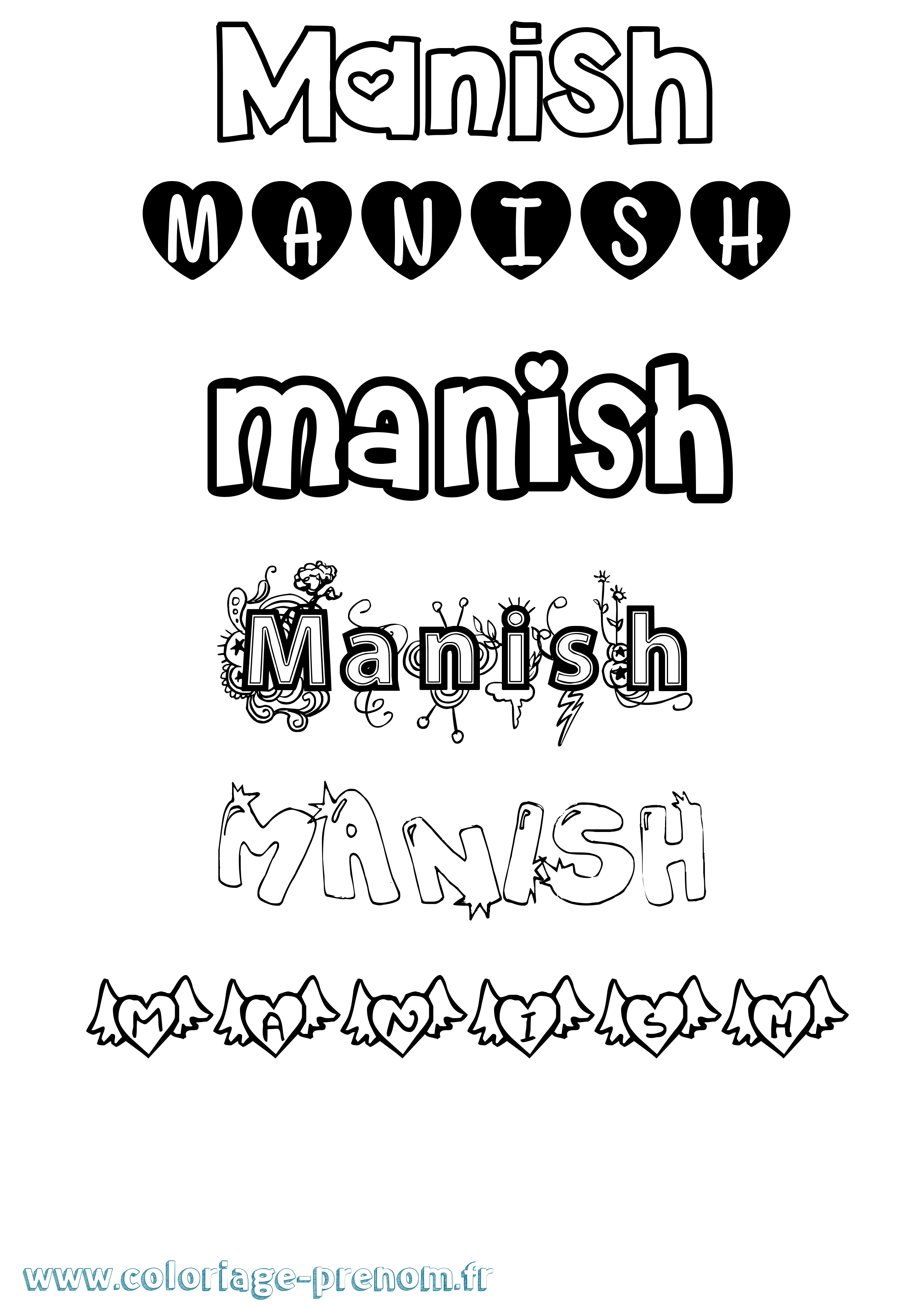 Coloriage Manish Girly Coloriage prénom Manish Girly