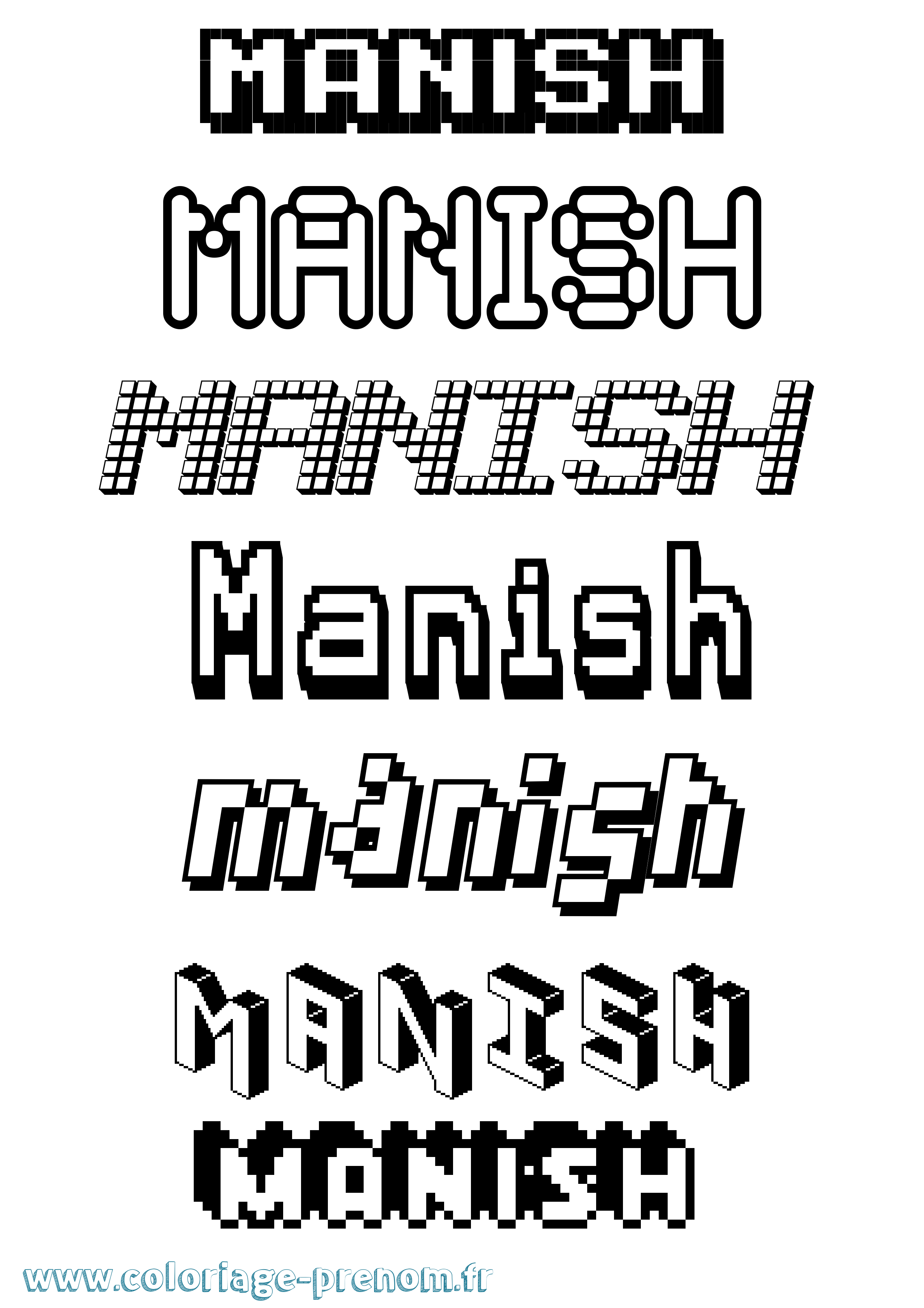 Coloriage Manish Pixel Coloriage prénom Manish Pixel