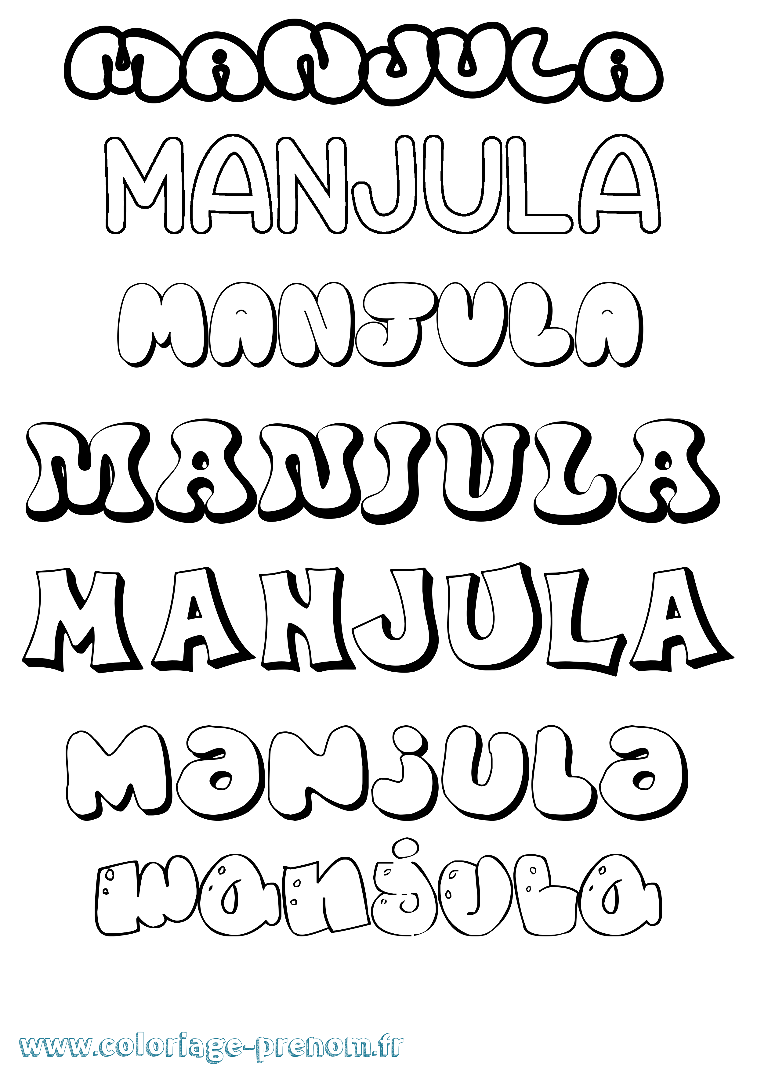 Coloriage Manjula Bubble Coloriage prénom Manjula Bubble
