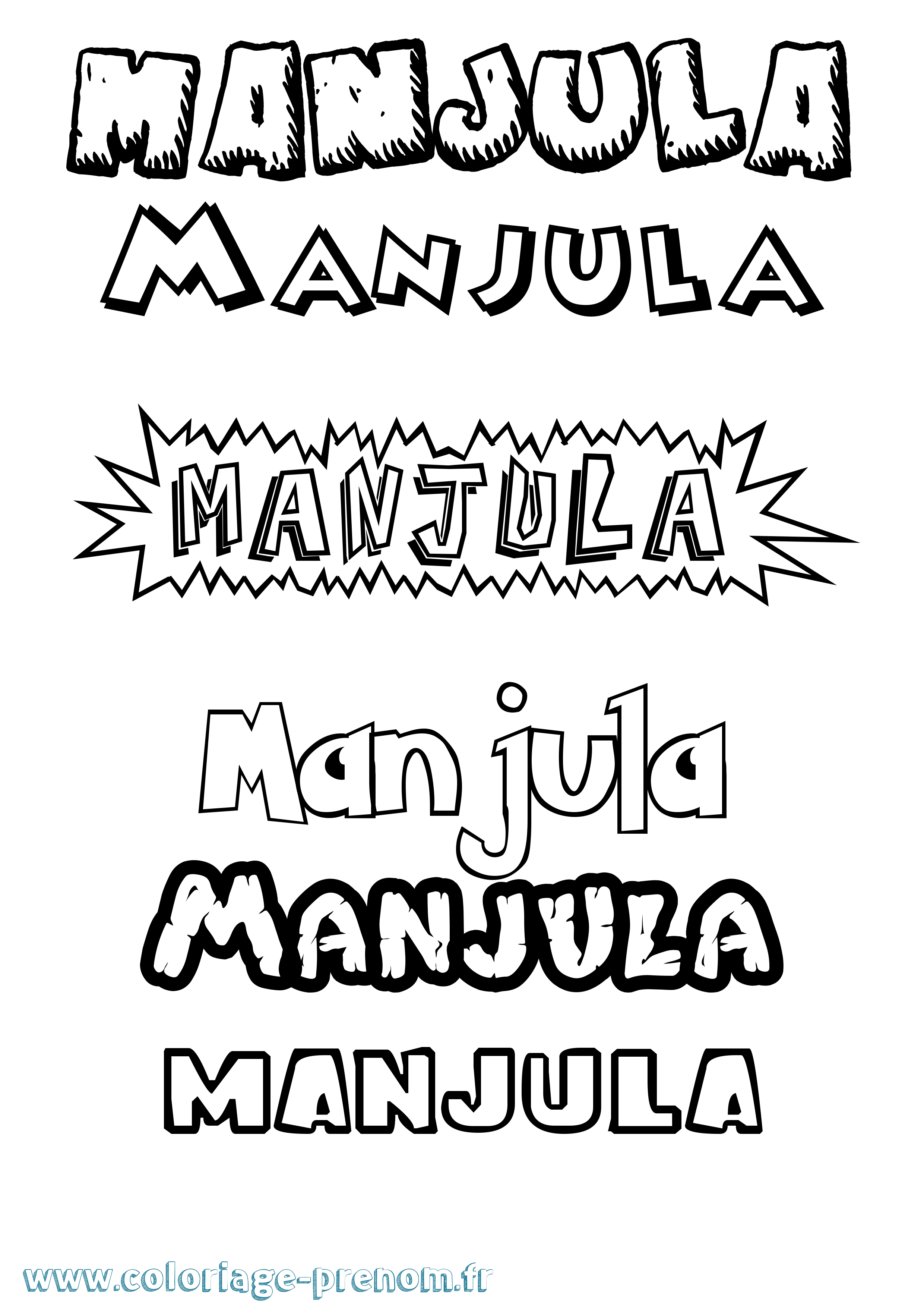 Coloriage Manjula Dessin Animé Coloriage prénom Manjula Dessin Animé