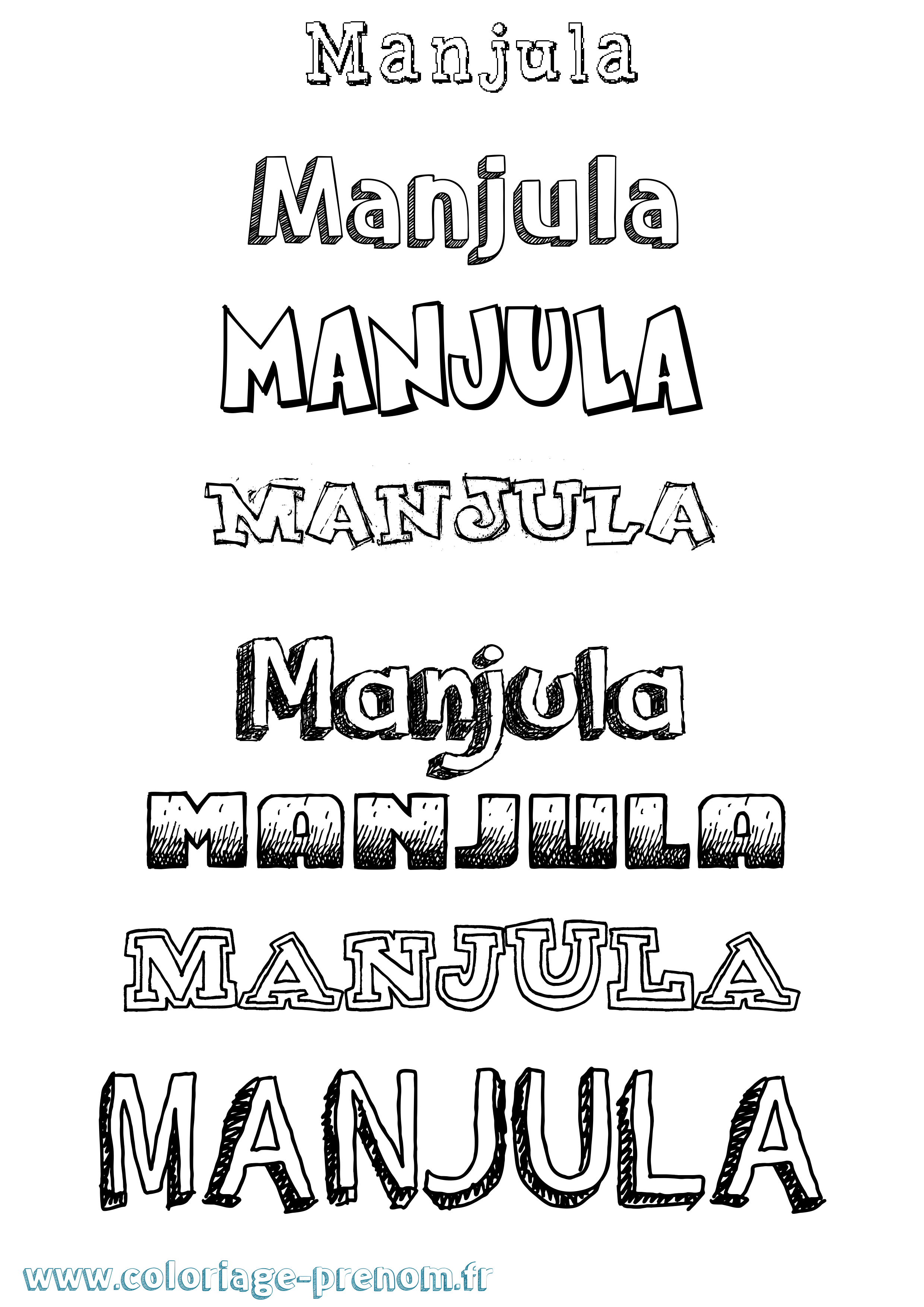 Coloriage Manjula Dessiné Coloriage prénom Manjula Dessiné