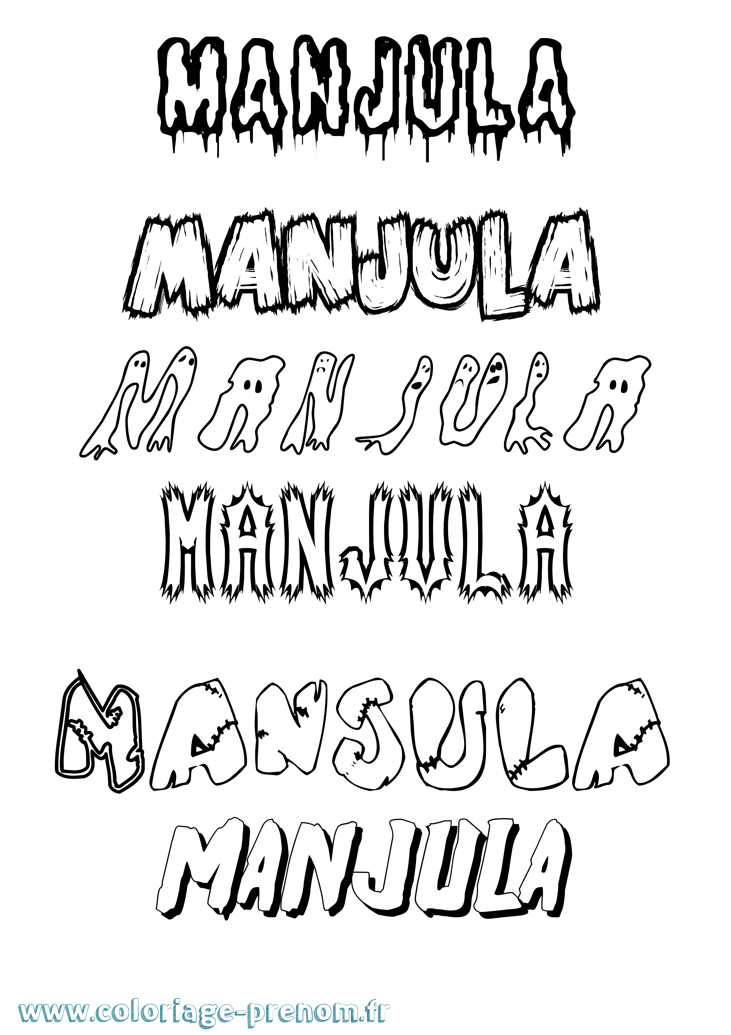 Coloriage Manjula Frisson Coloriage prénom Manjula Frisson