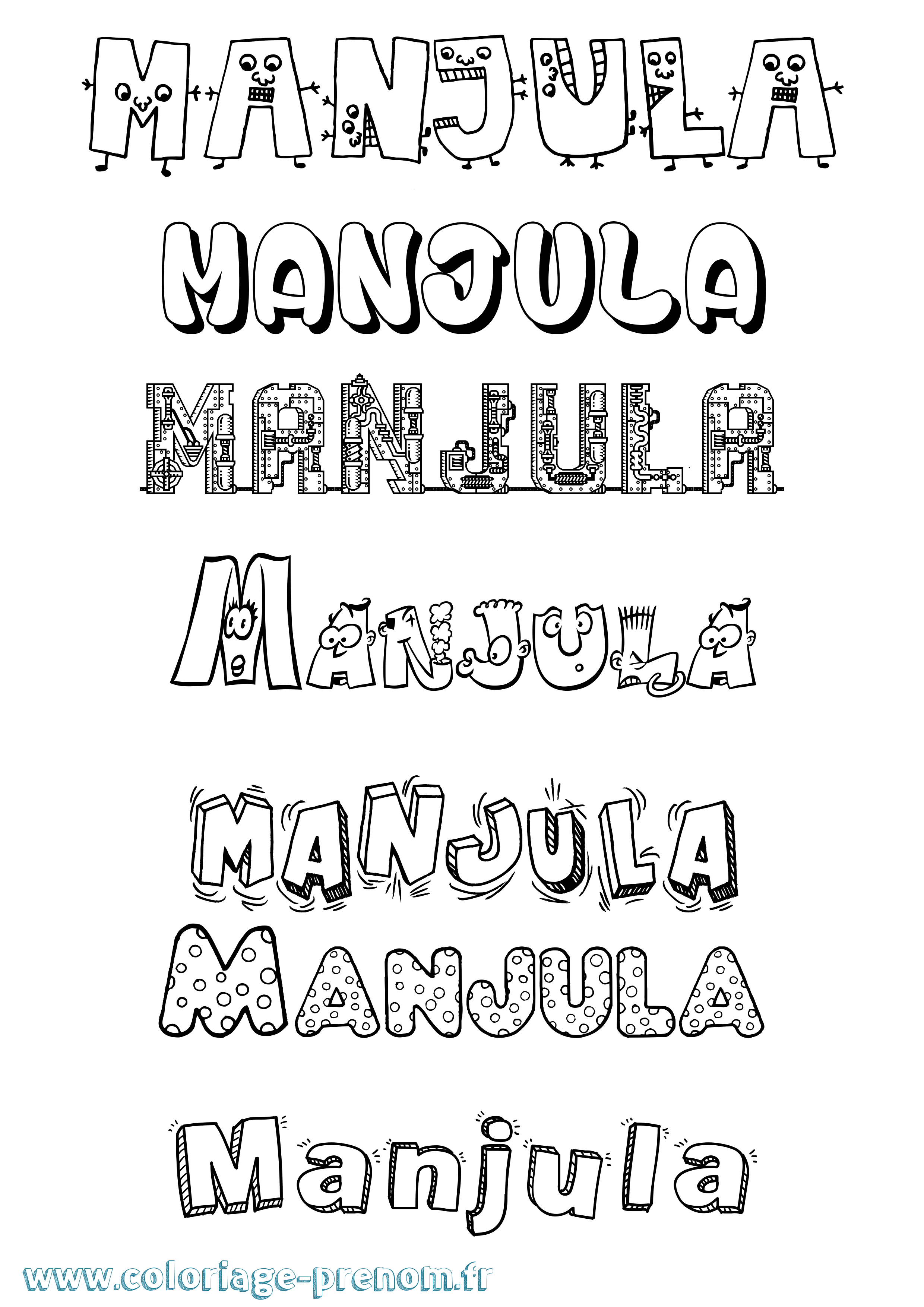 Coloriage Manjula Fun Coloriage prénom Manjula Fun