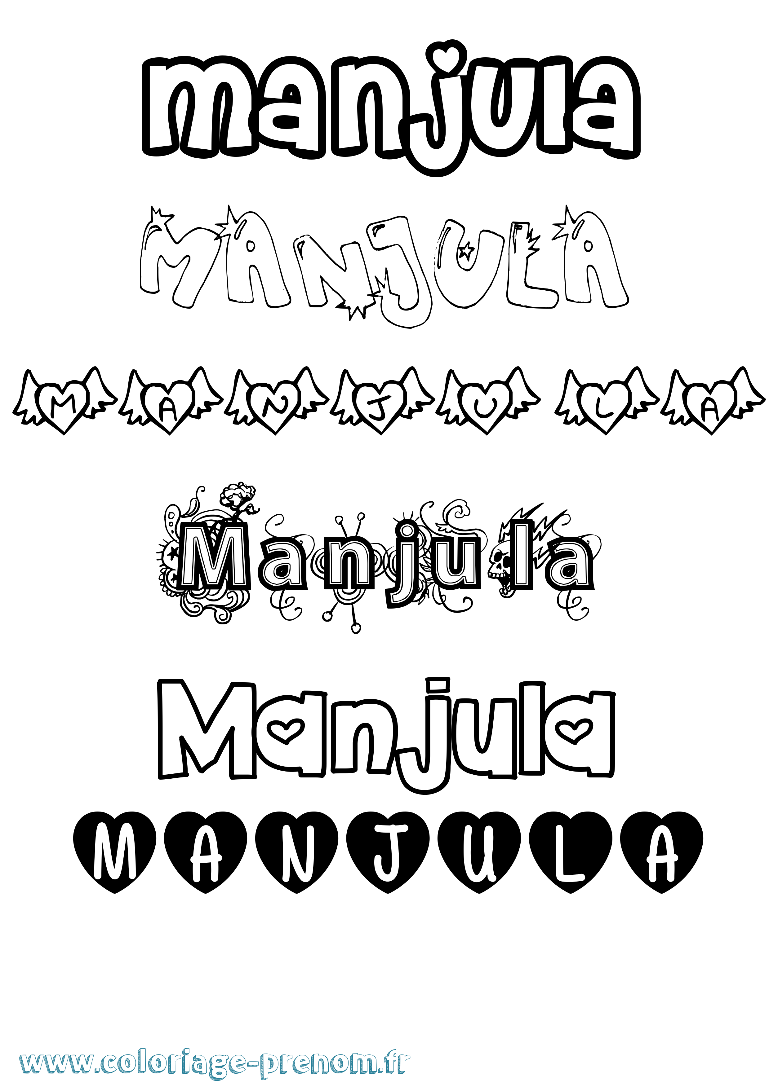 Coloriage Manjula Girly Coloriage prénom Manjula Girly