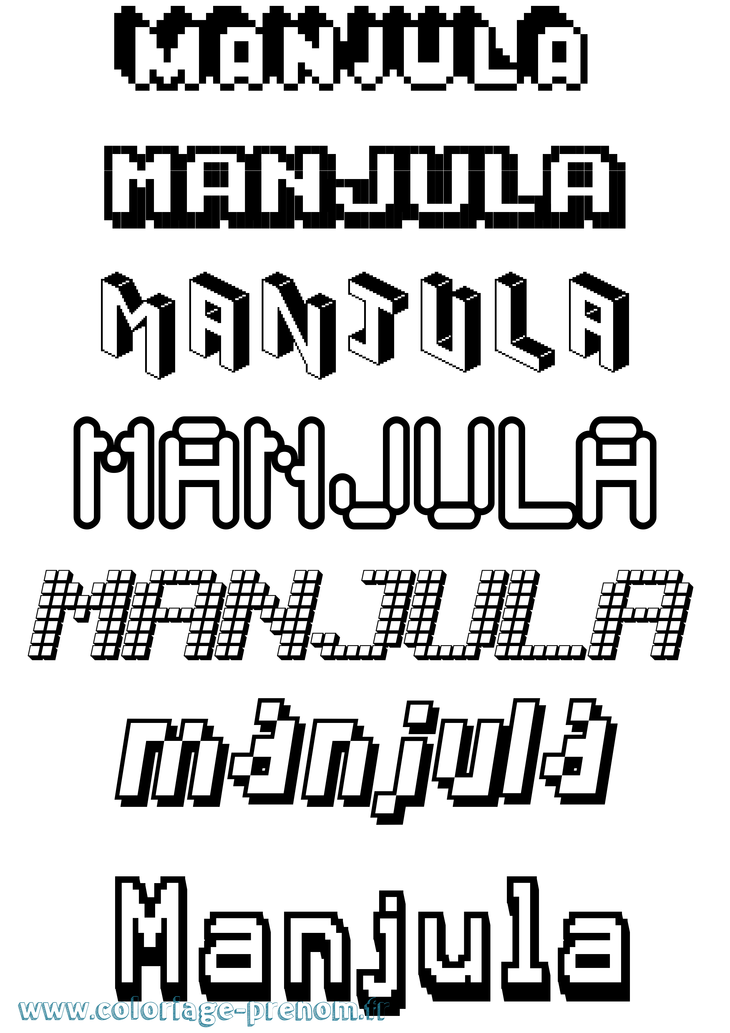 Coloriage Manjula Pixel Coloriage prénom Manjula Pixel