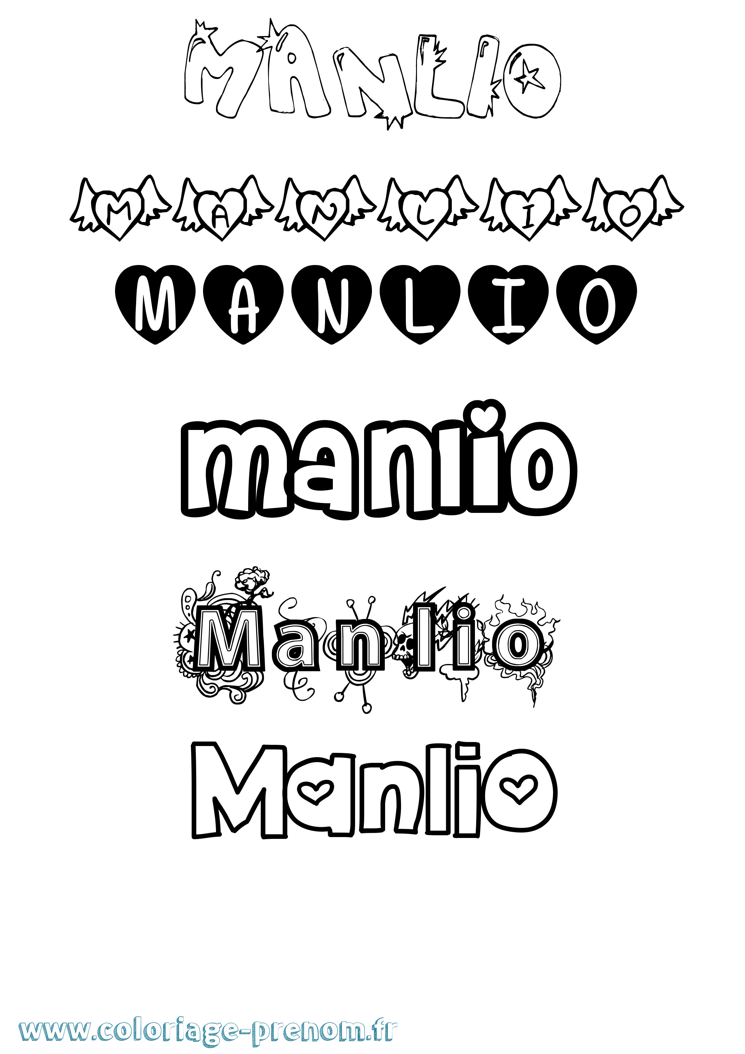 Coloriage Manlio Girly Coloriage prénom Manlio Girly