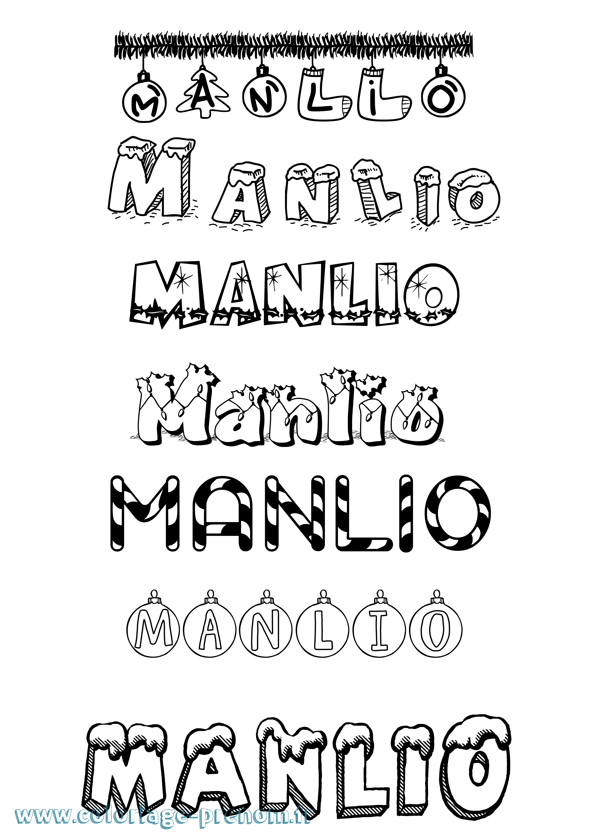 Coloriage Manlio Noël Coloriage prénom Manlio Noël