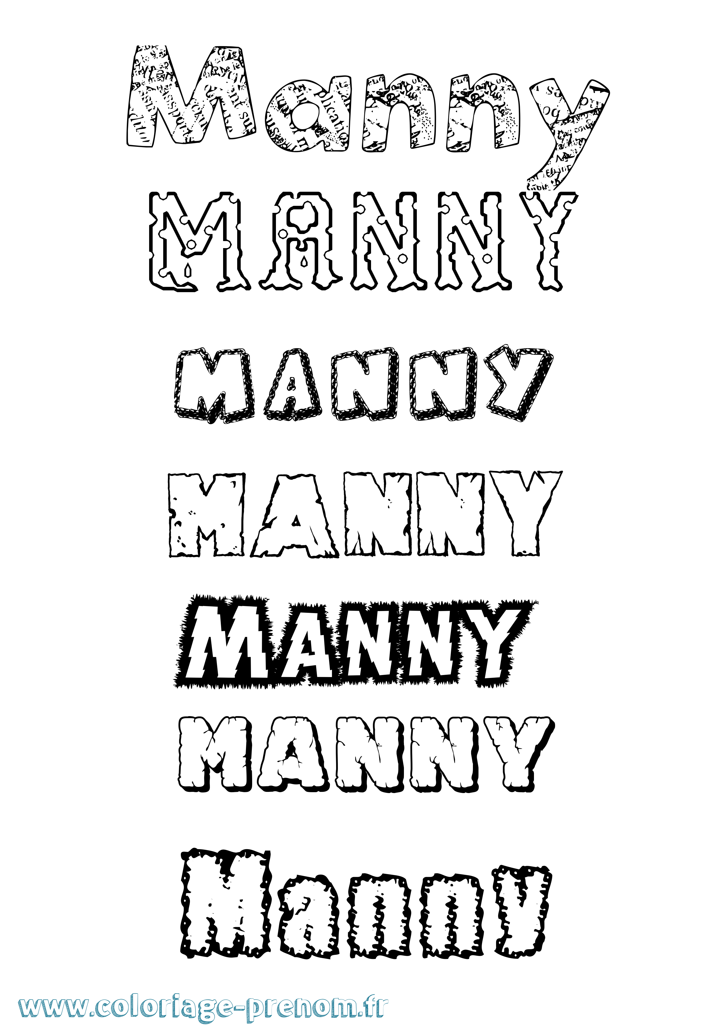Coloriage Manny Destructuré Coloriage prénom Manny Destructuré