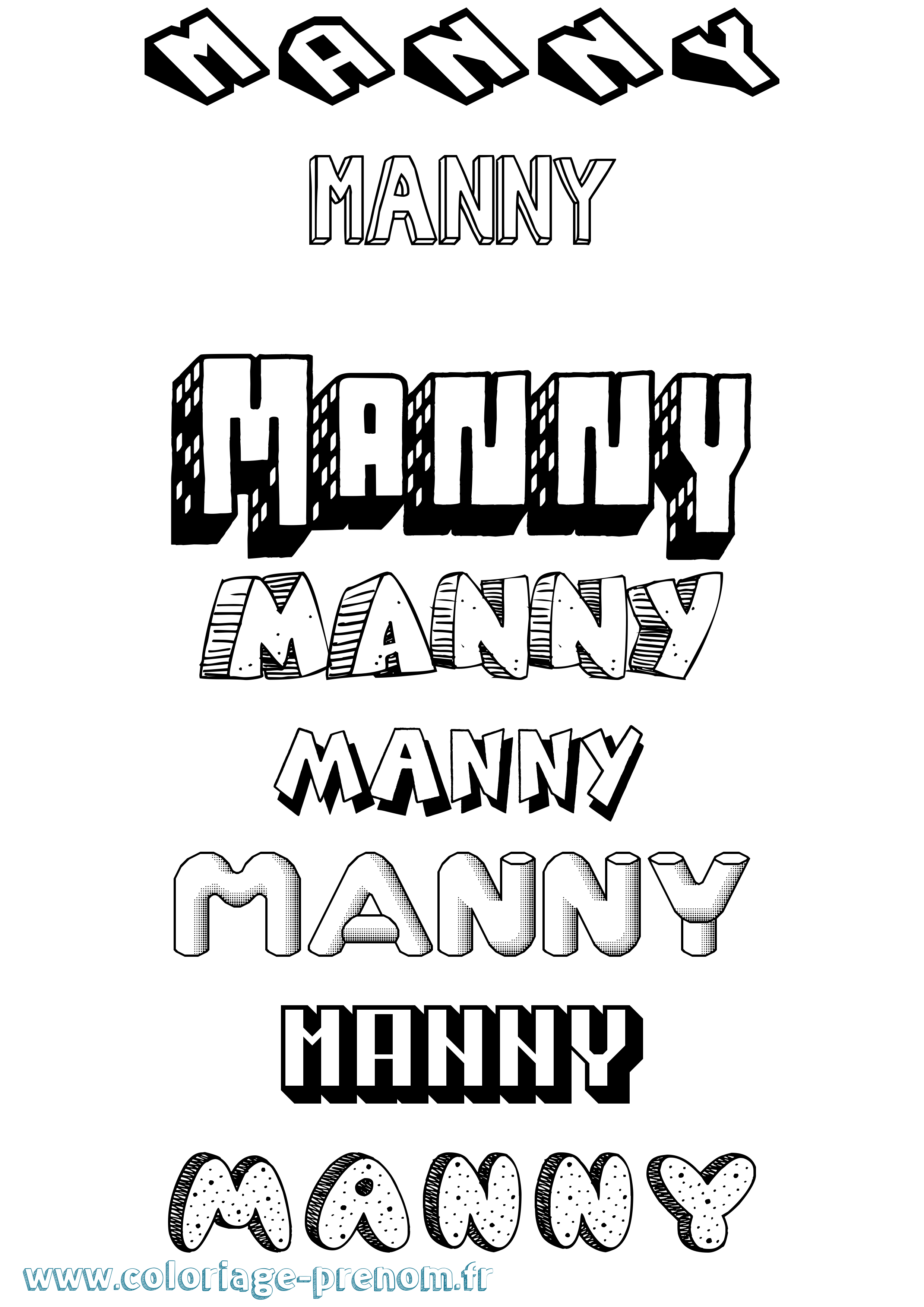 Coloriage Manny Effet 3D Coloriage prénom Manny Effet 3D