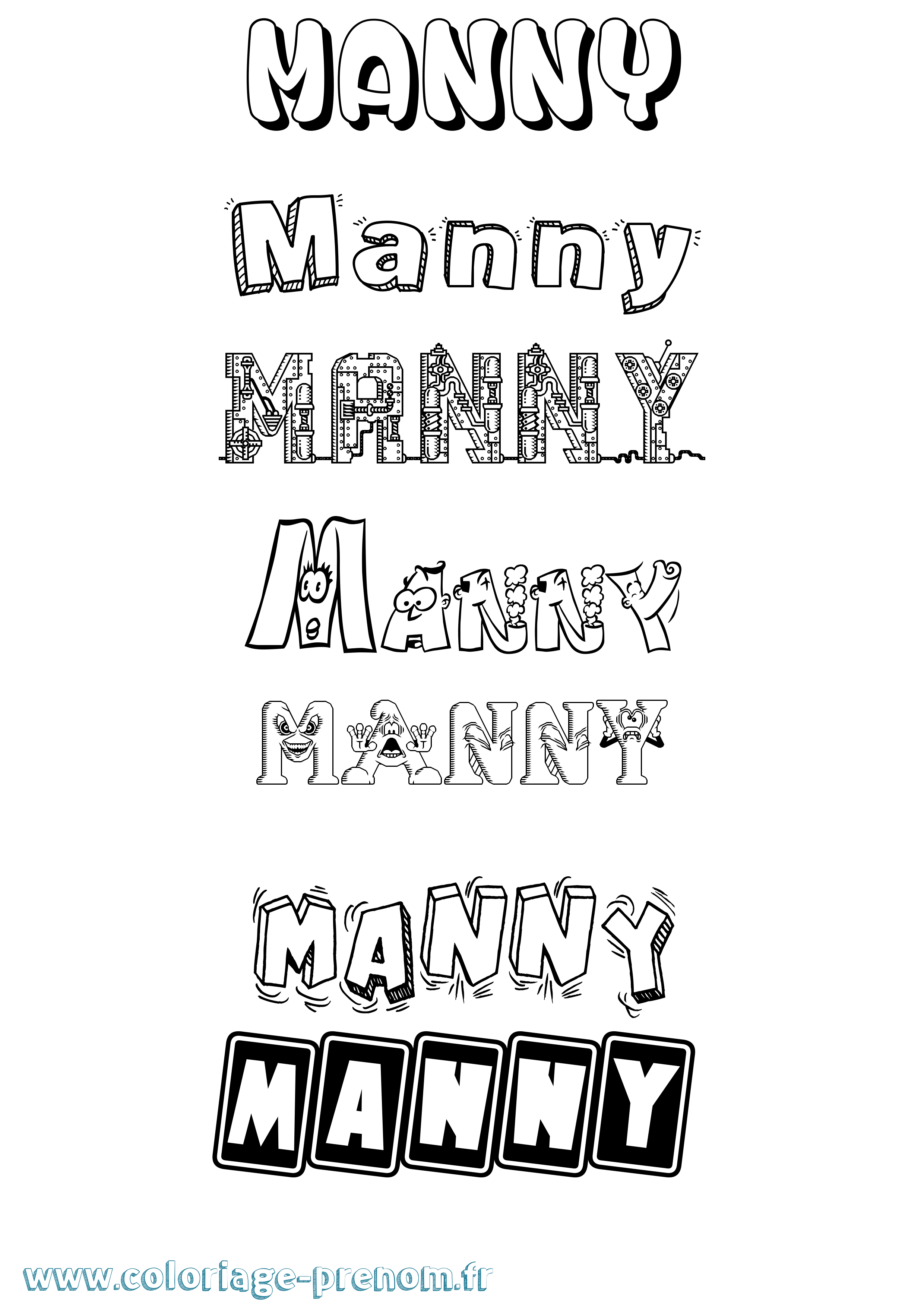 Coloriage Manny Fun Coloriage prénom Manny Fun