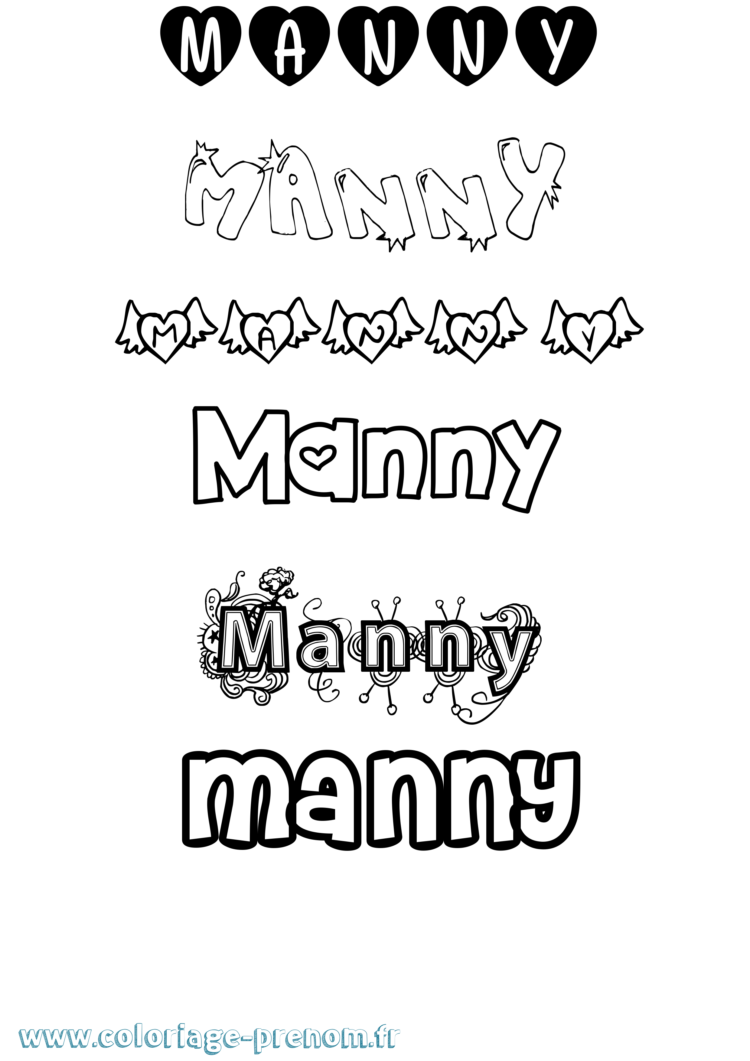 Coloriage Manny Girly Coloriage prénom Manny Girly