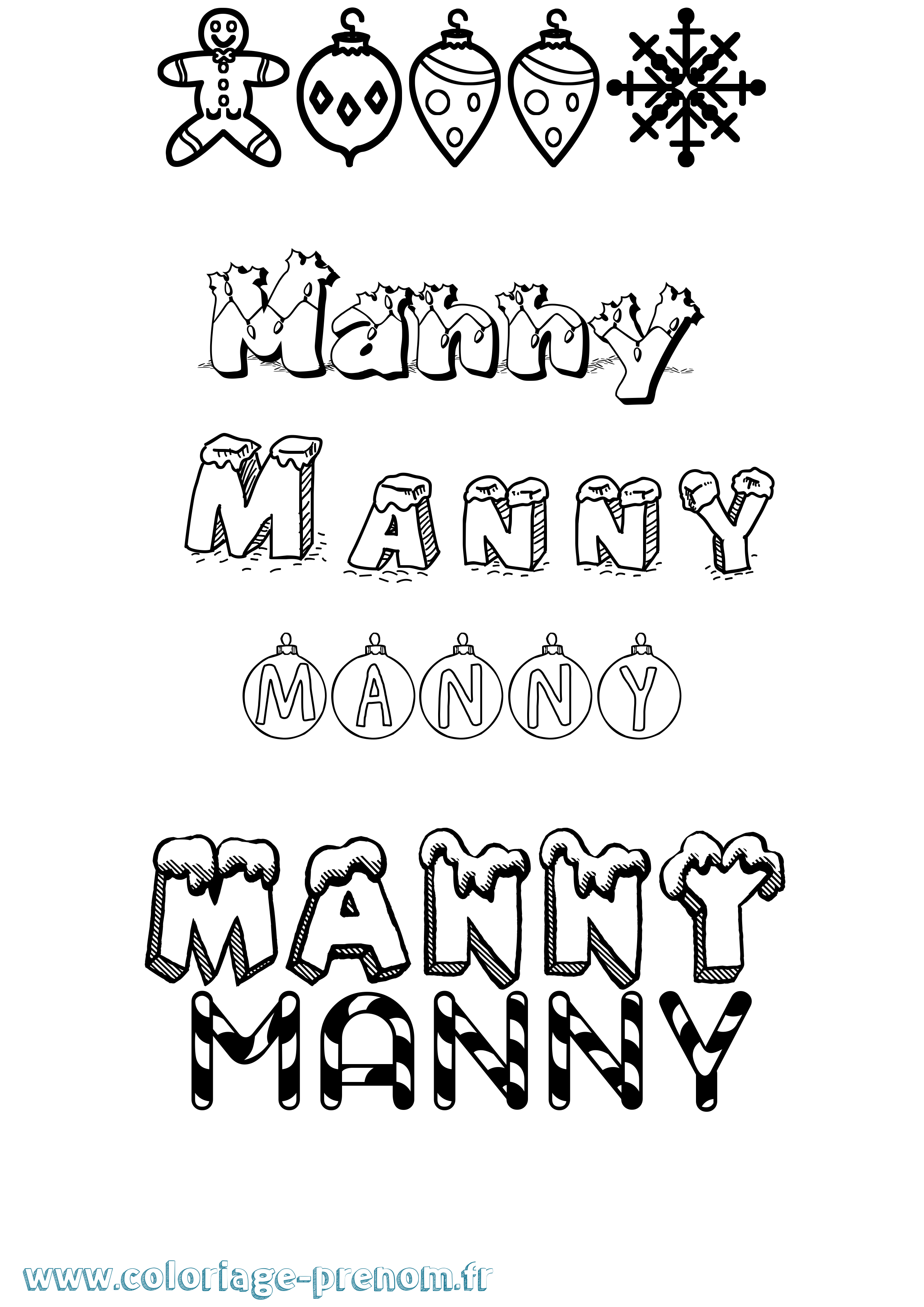 Coloriage Manny Noël Coloriage prénom Manny Noël