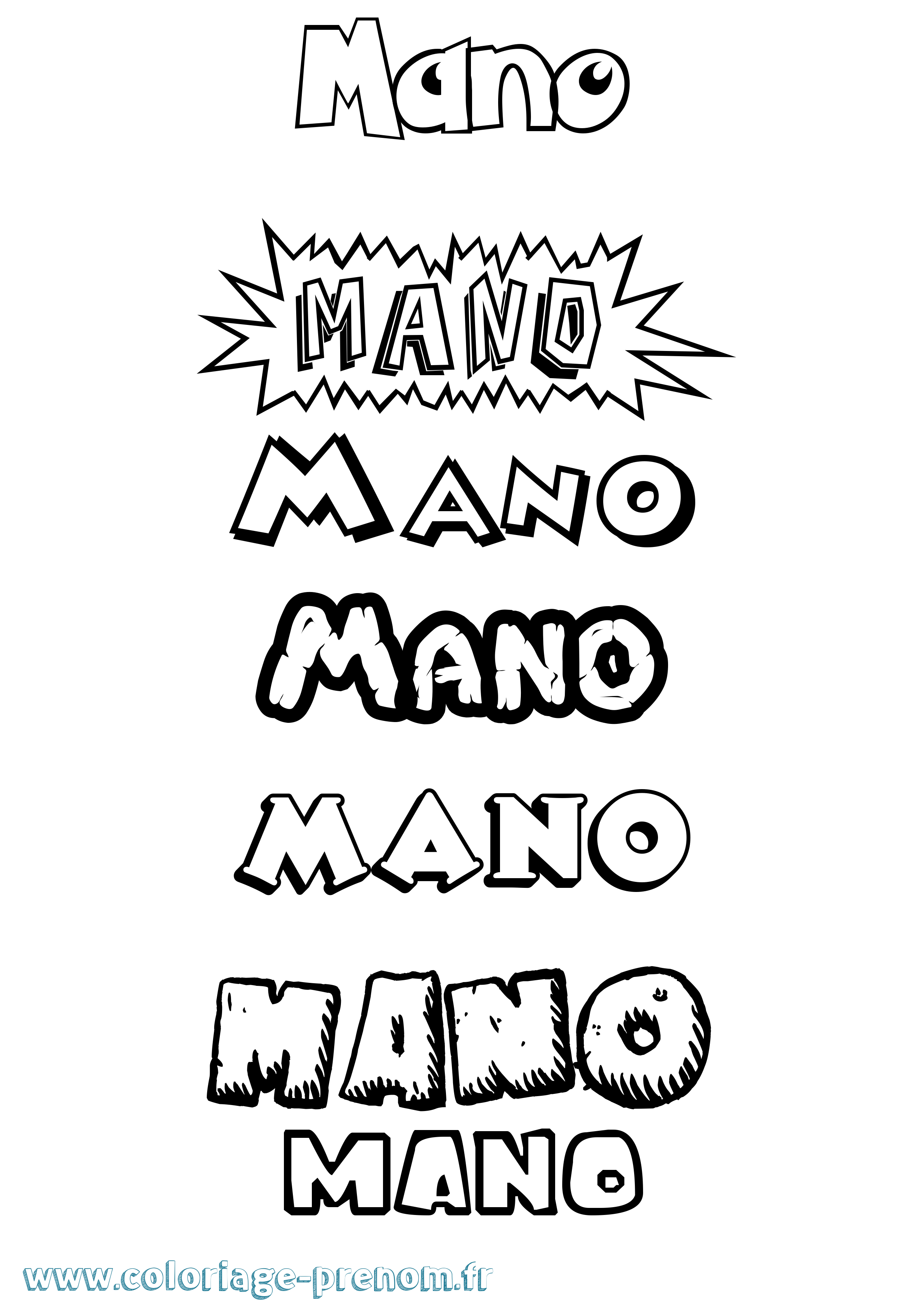 Coloriage Mano Dessin Animé Coloriage prénom Mano Dessin Animé