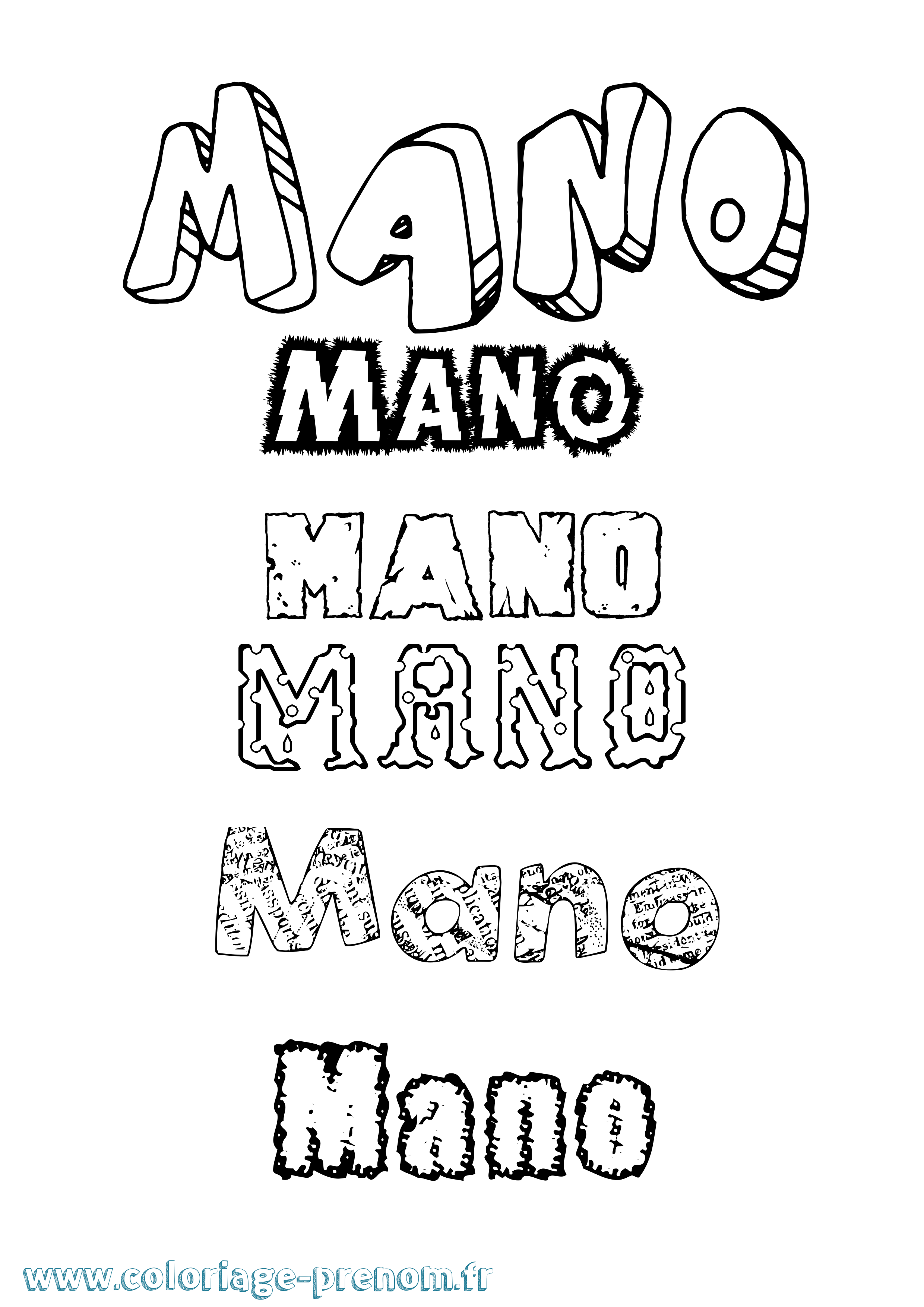 Coloriage Mano Destructuré Coloriage prénom Mano Destructuré