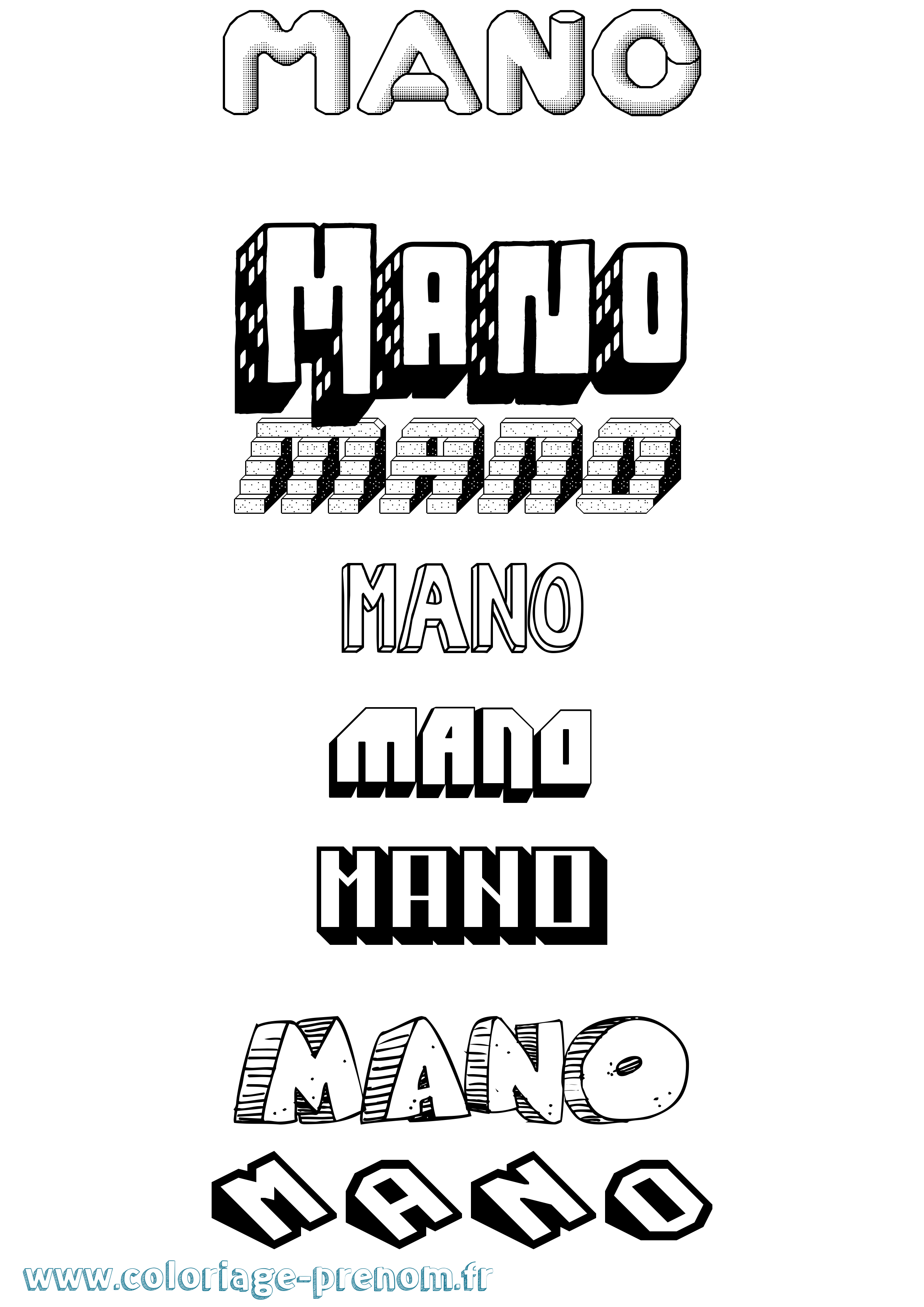 Coloriage Mano Effet 3D Coloriage prénom Mano Effet 3D
