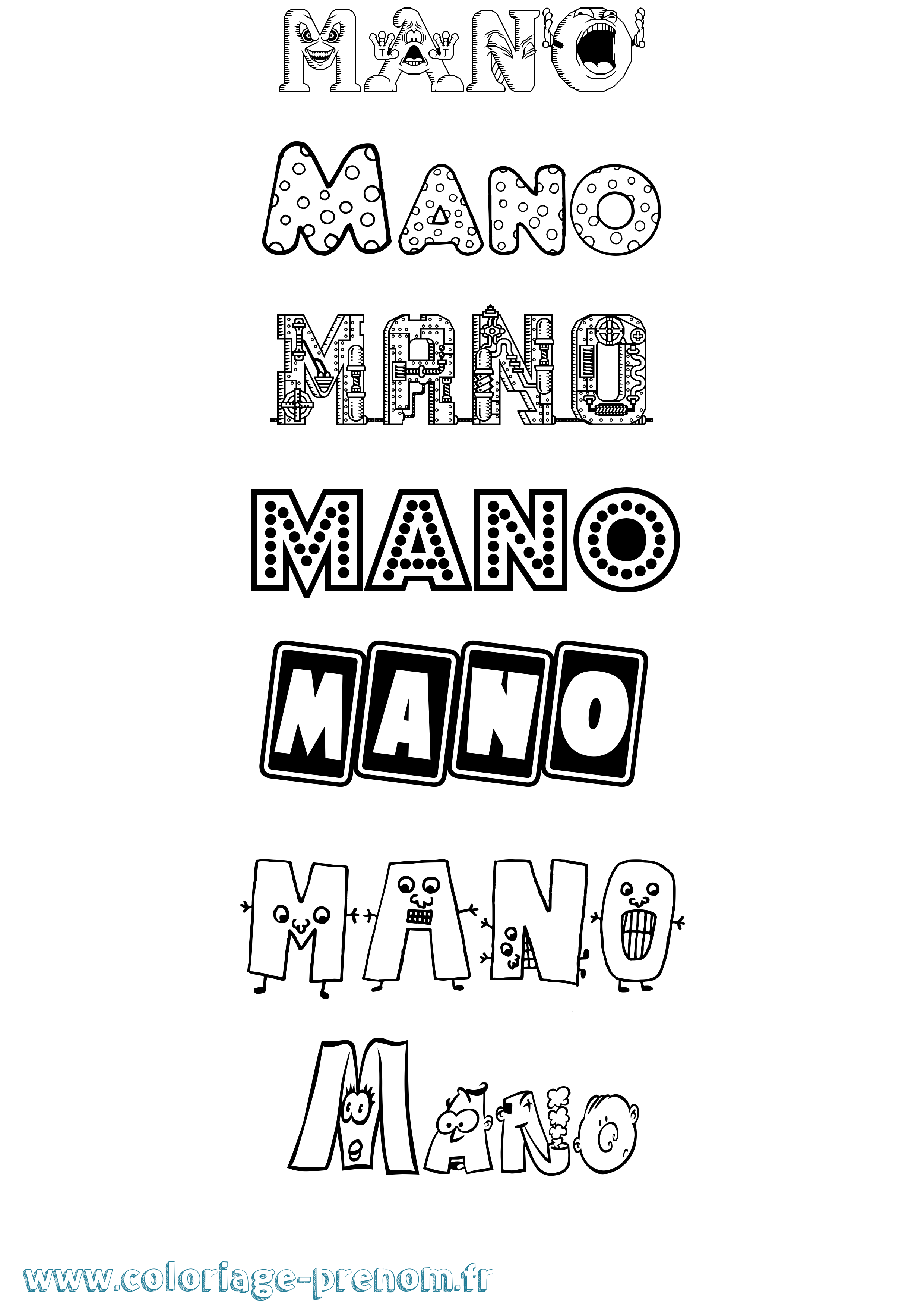 Coloriage Mano Fun Coloriage prénom Mano Fun