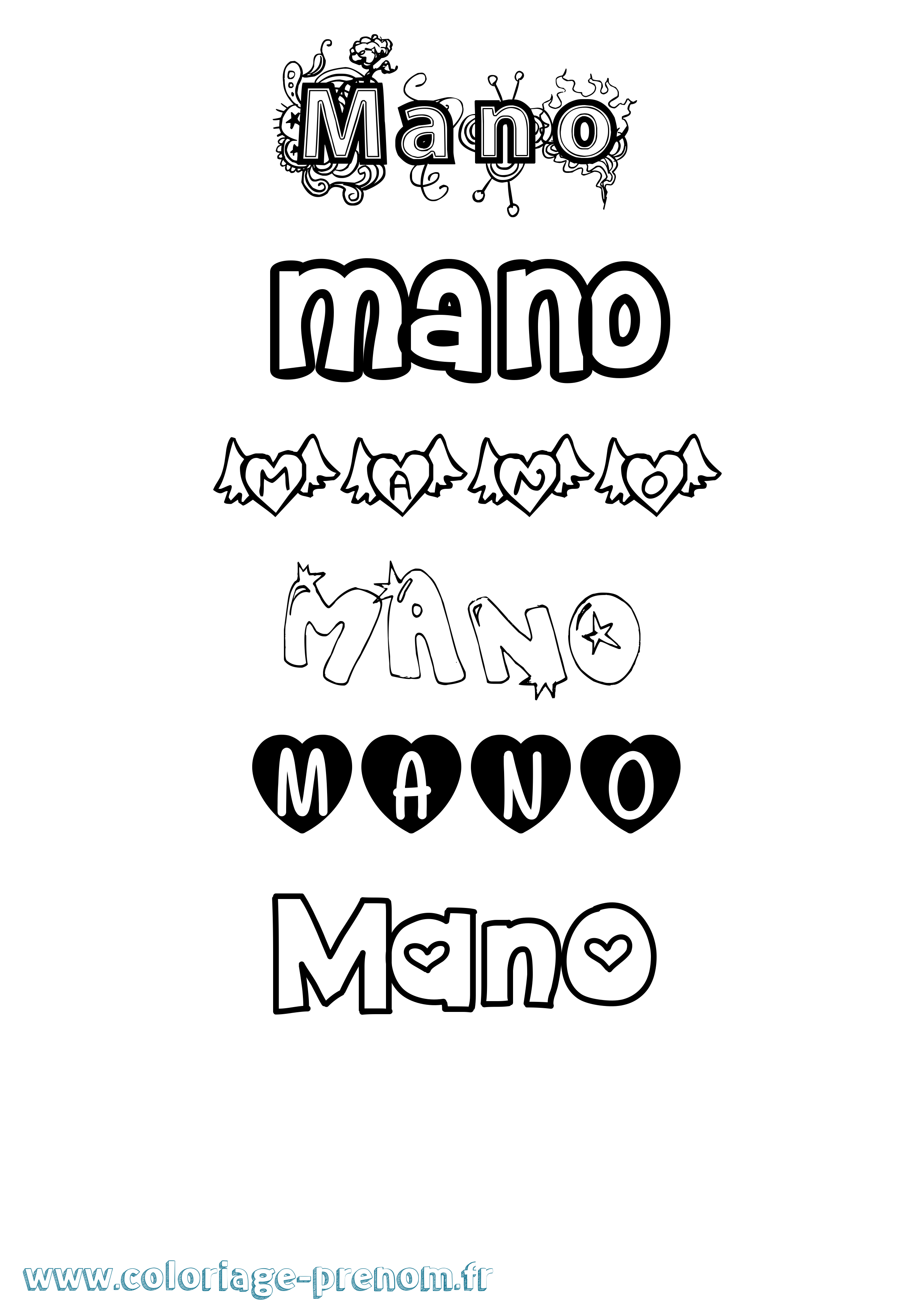 Coloriage Mano Girly Coloriage prénom Mano Girly