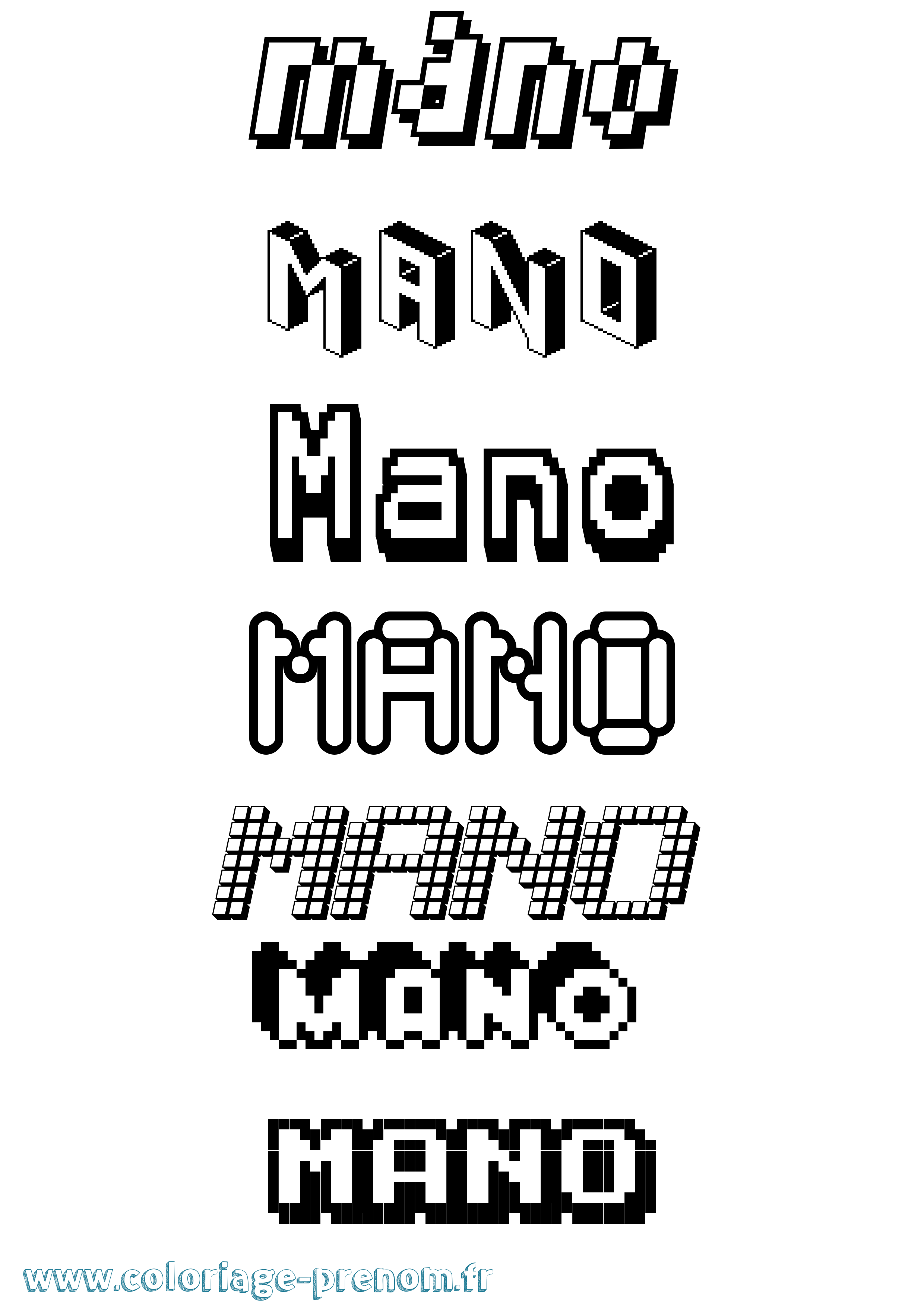 Coloriage Mano Pixel Coloriage prénom Mano Pixel