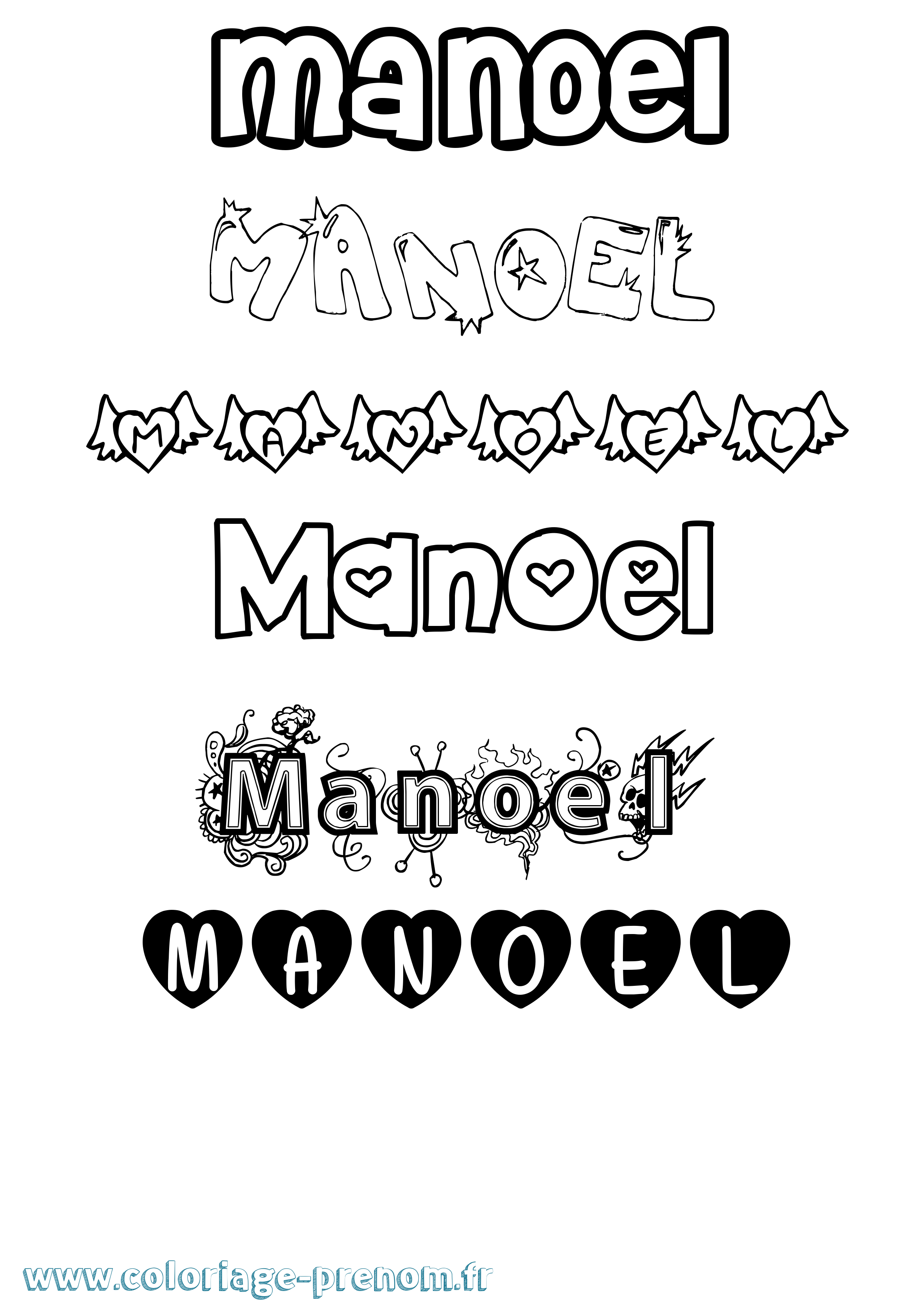 Coloriage Manoel Girly Coloriage prénom Manoel Girly