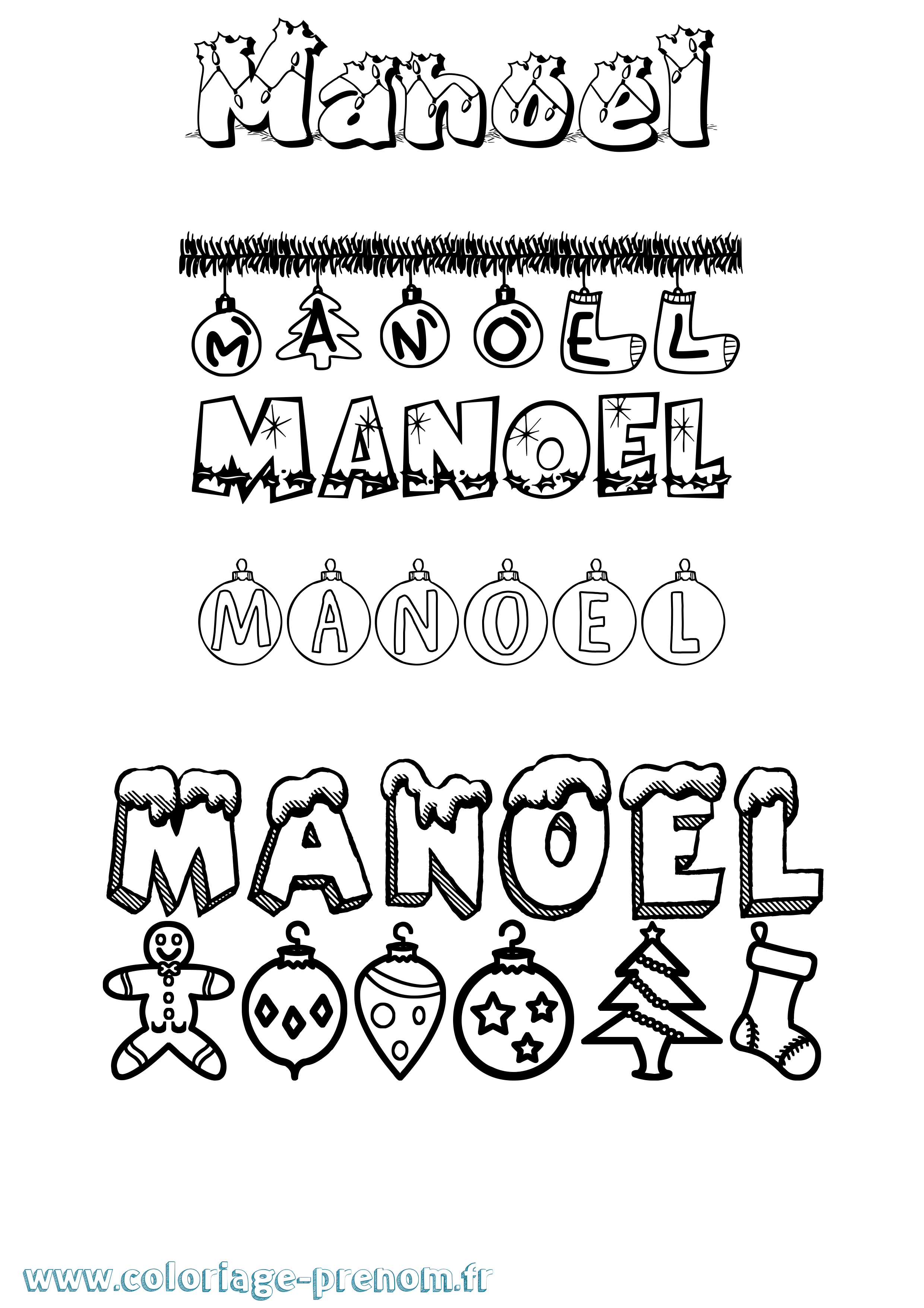 Coloriage Manoel Noël Coloriage prénom Manoel Noël