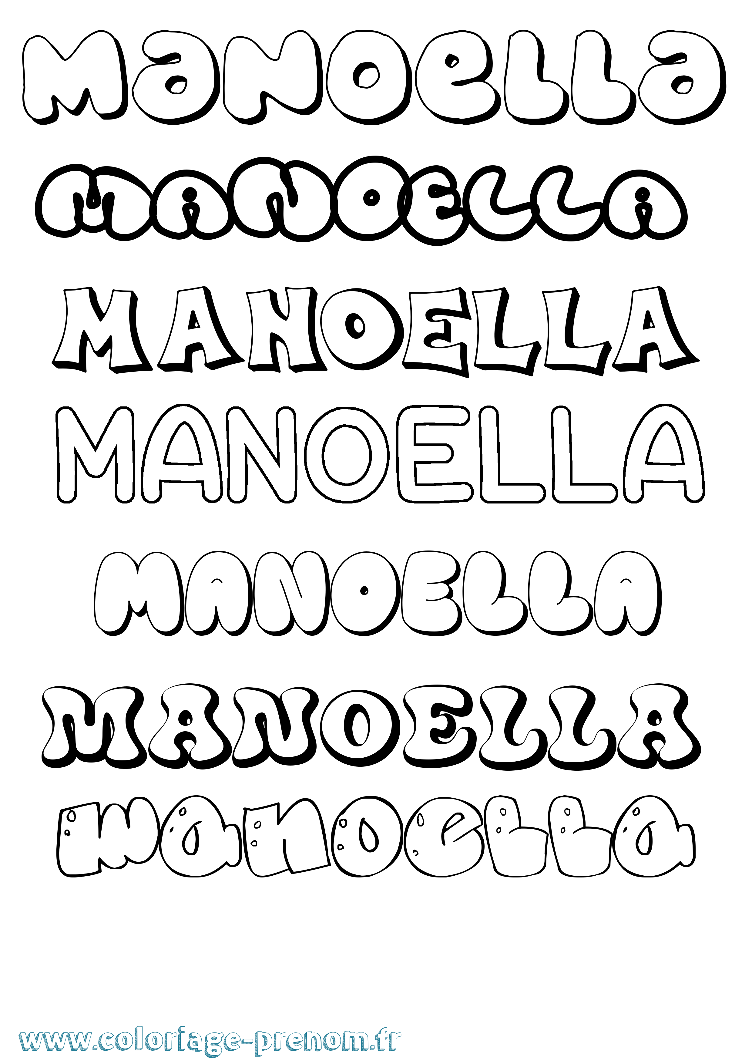 Coloriage Manoella Bubble Coloriage prénom Manoella Bubble