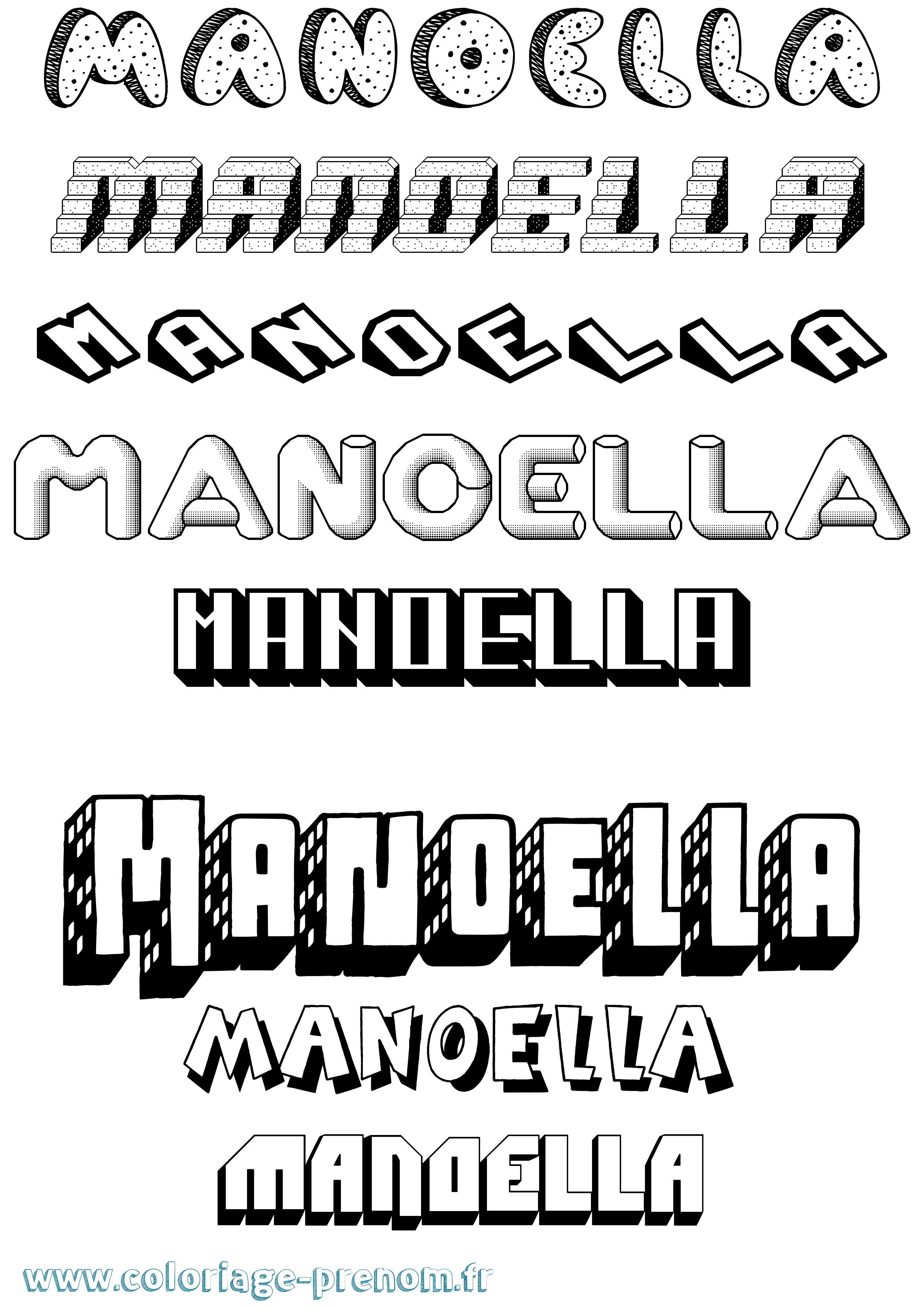 Coloriage Manoella Effet 3D Coloriage prénom Manoella Effet 3D
