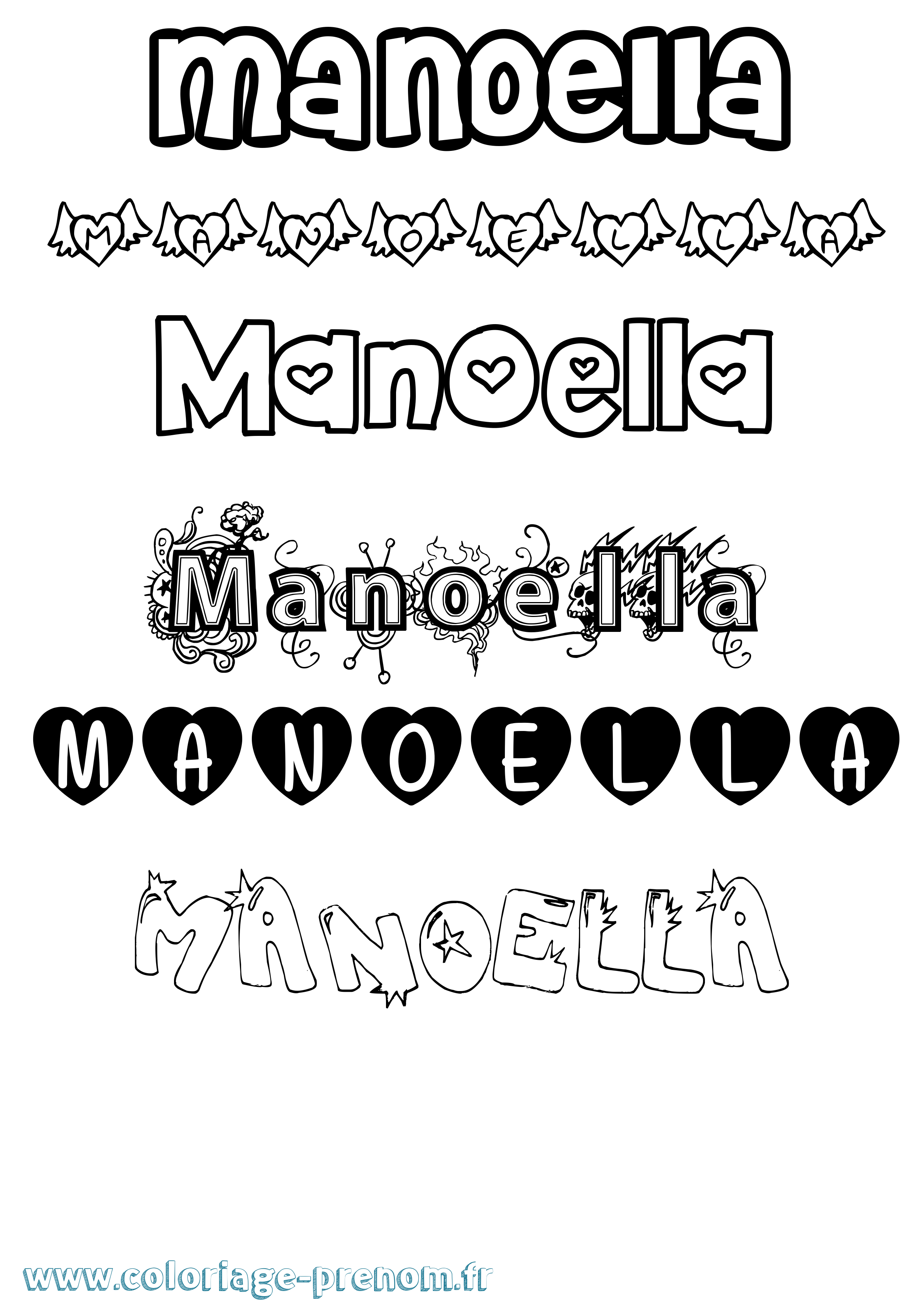 Coloriage Manoella Girly Coloriage prénom Manoella Girly