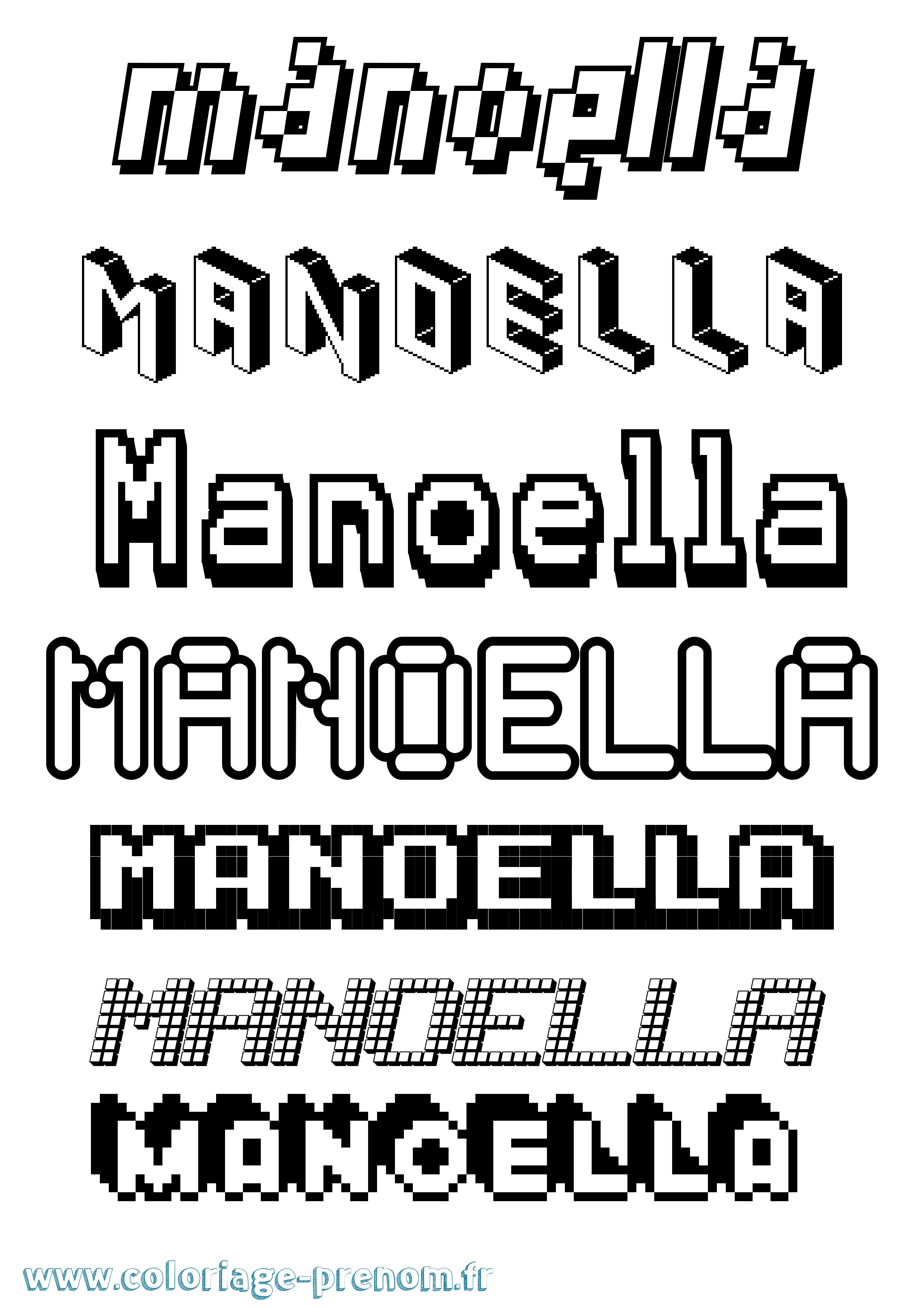 Coloriage Manoella Pixel Coloriage prénom Manoella Pixel