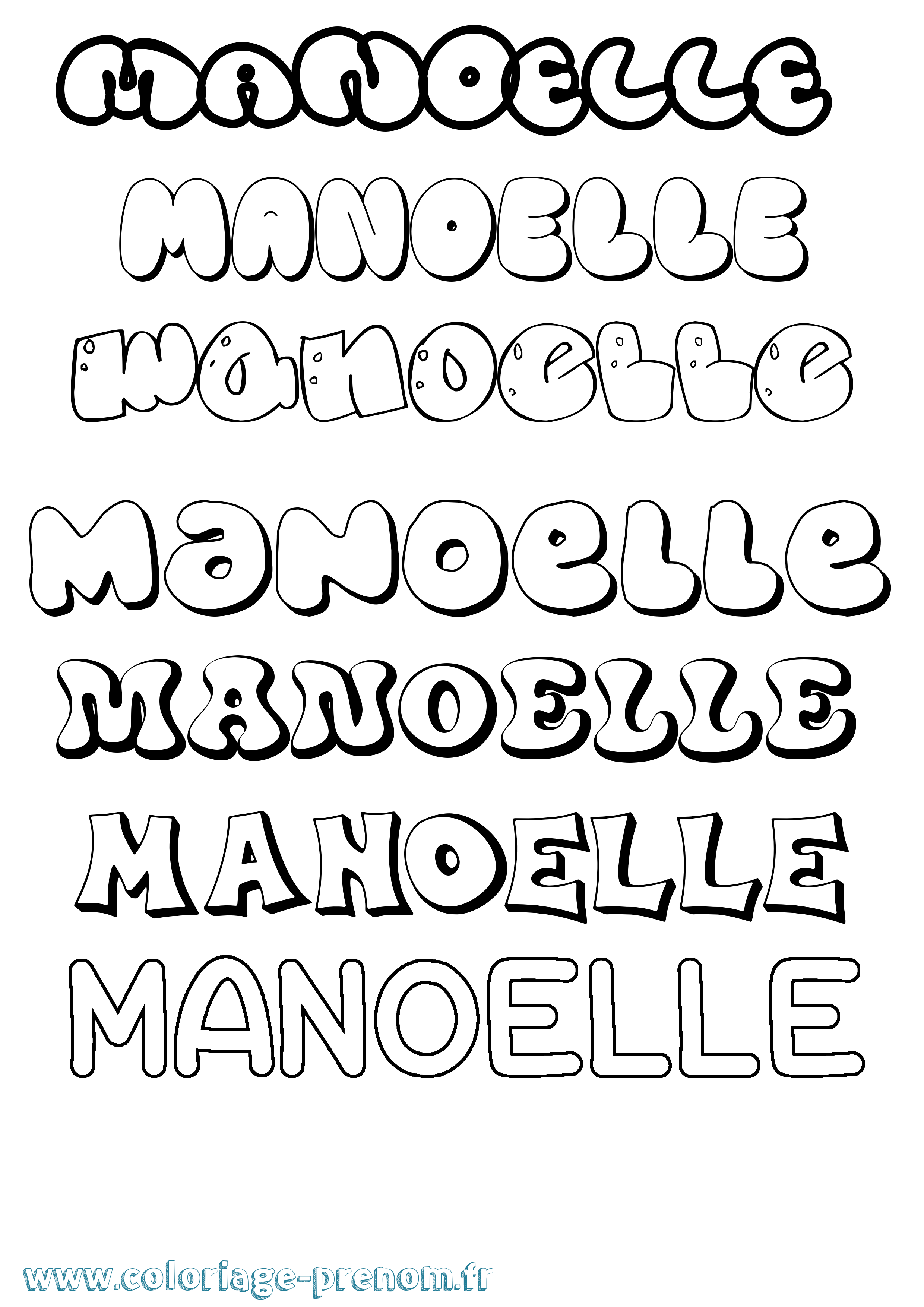 Coloriage Manoelle Bubble Coloriage prénom Manoelle Bubble