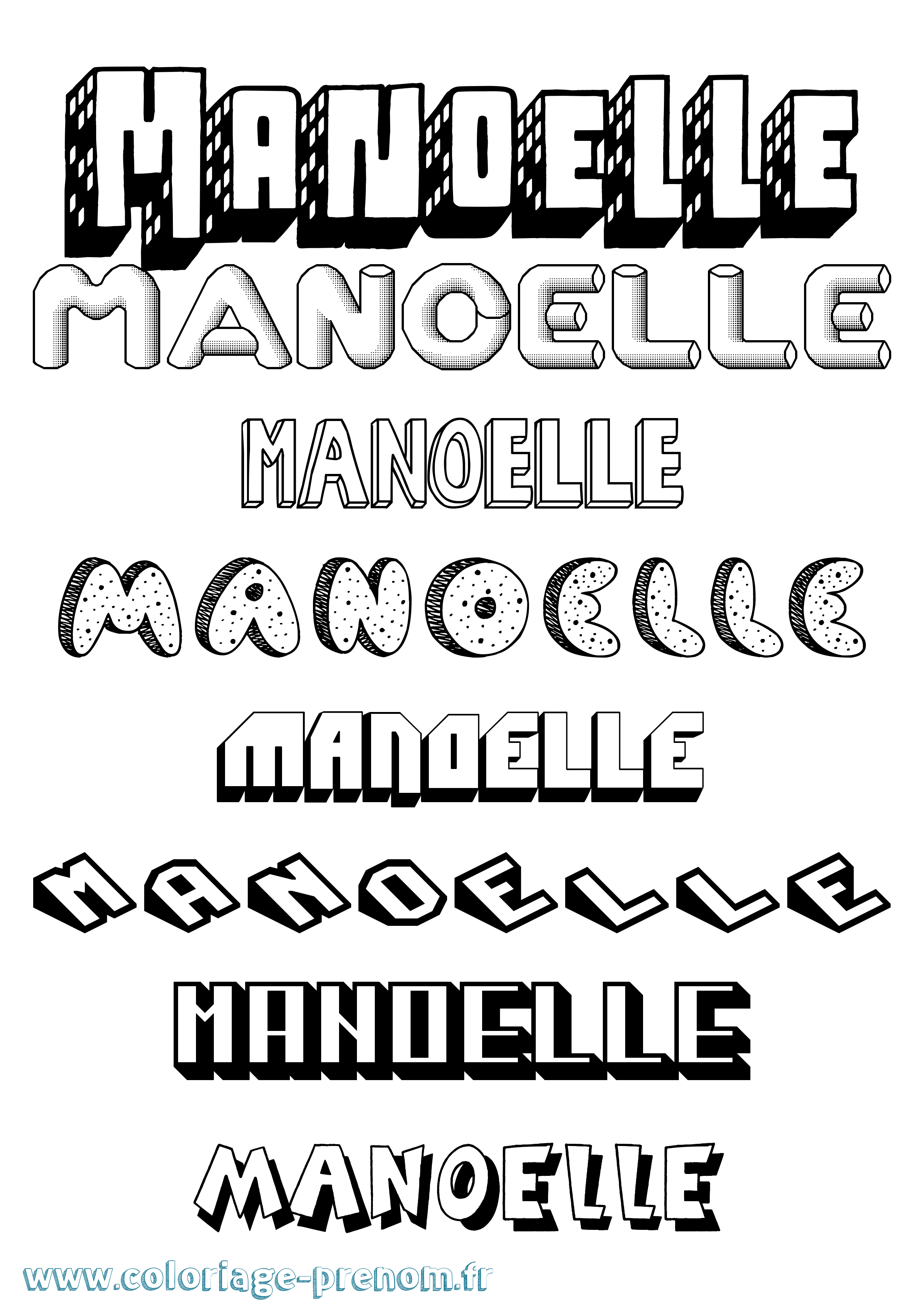 Coloriage Manoelle Effet 3D Coloriage prénom Manoelle Effet 3D