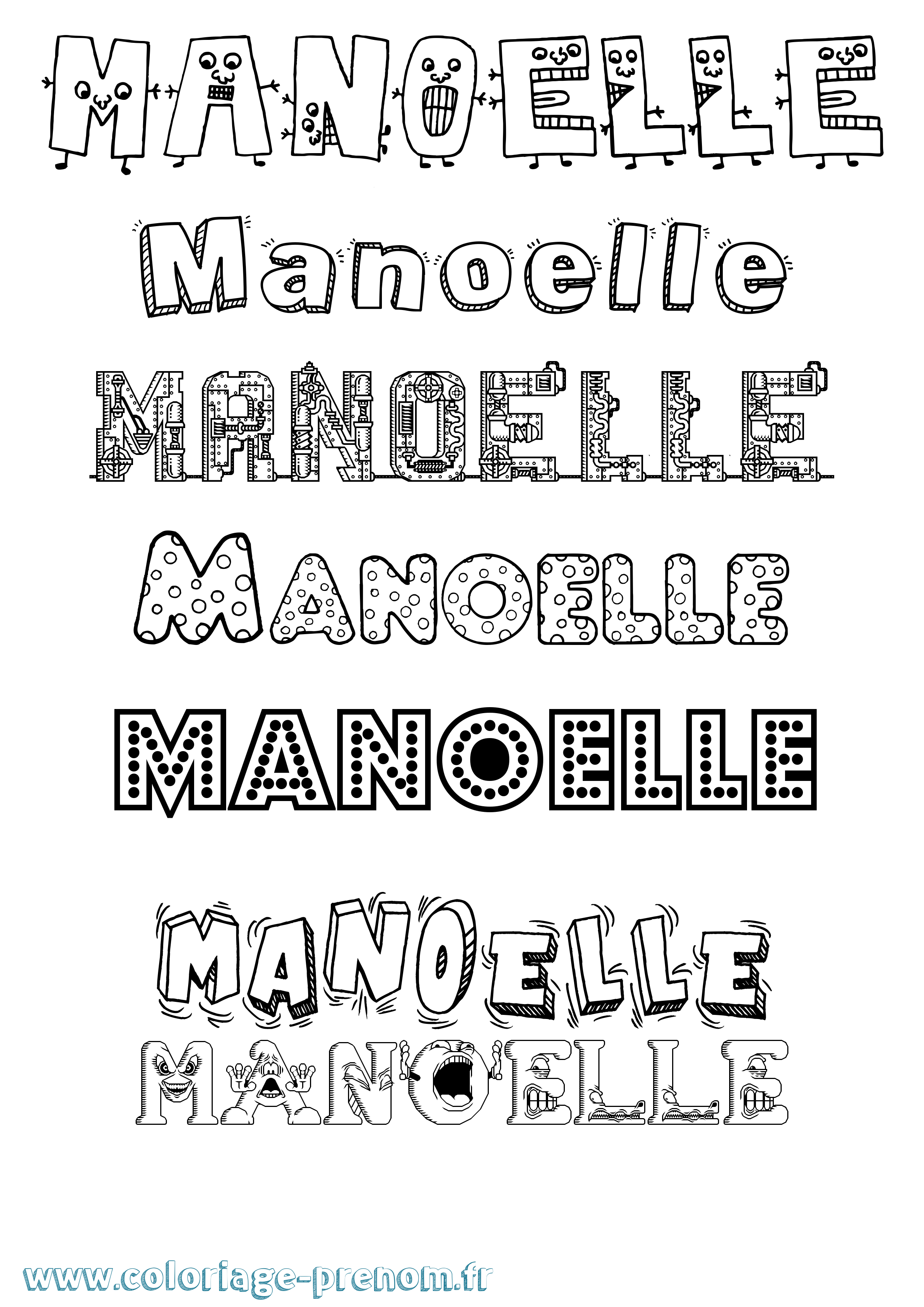 Coloriage Manoelle Fun Coloriage prénom Manoelle Fun