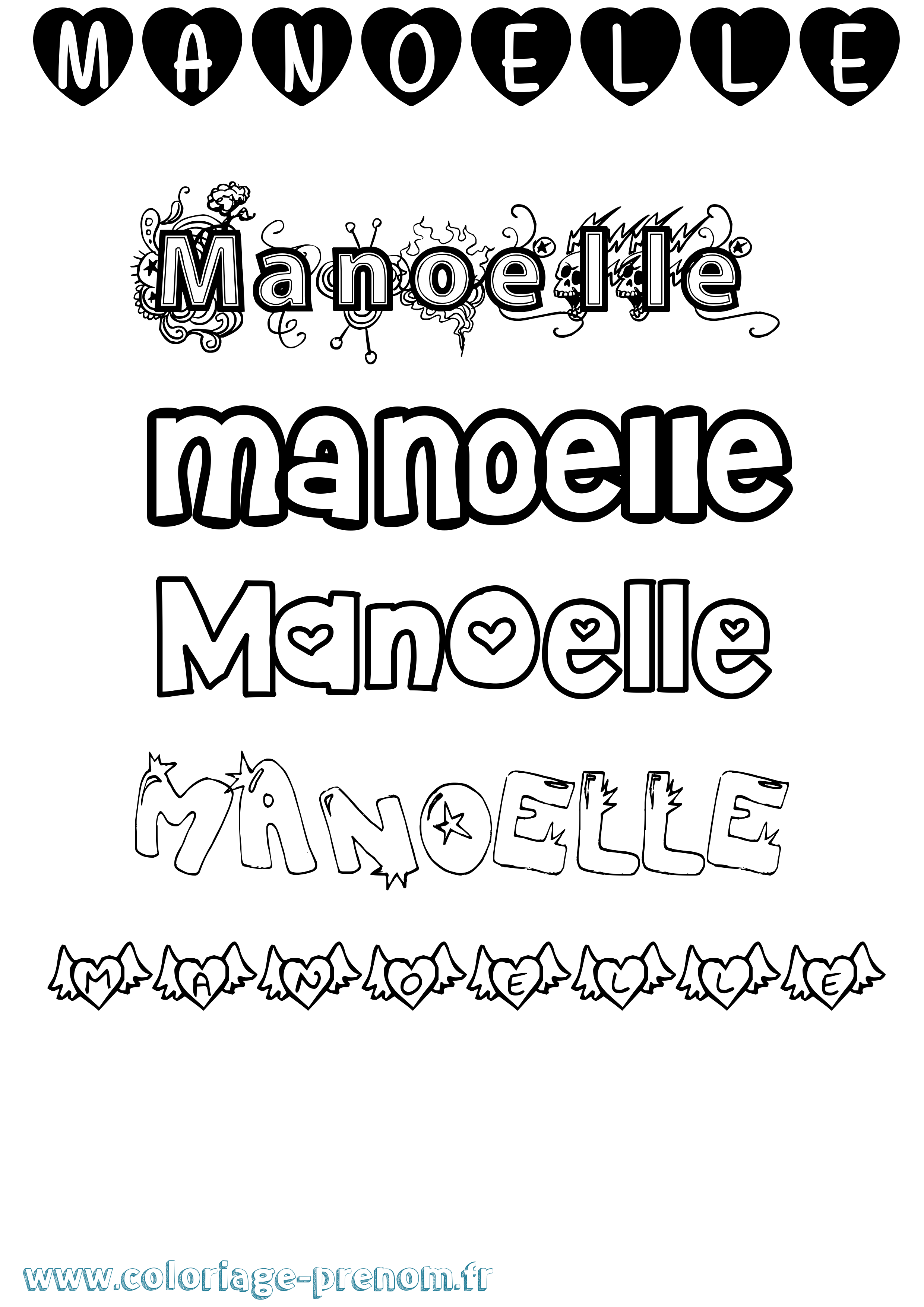 Coloriage Manoelle Girly Coloriage prénom Manoelle Girly