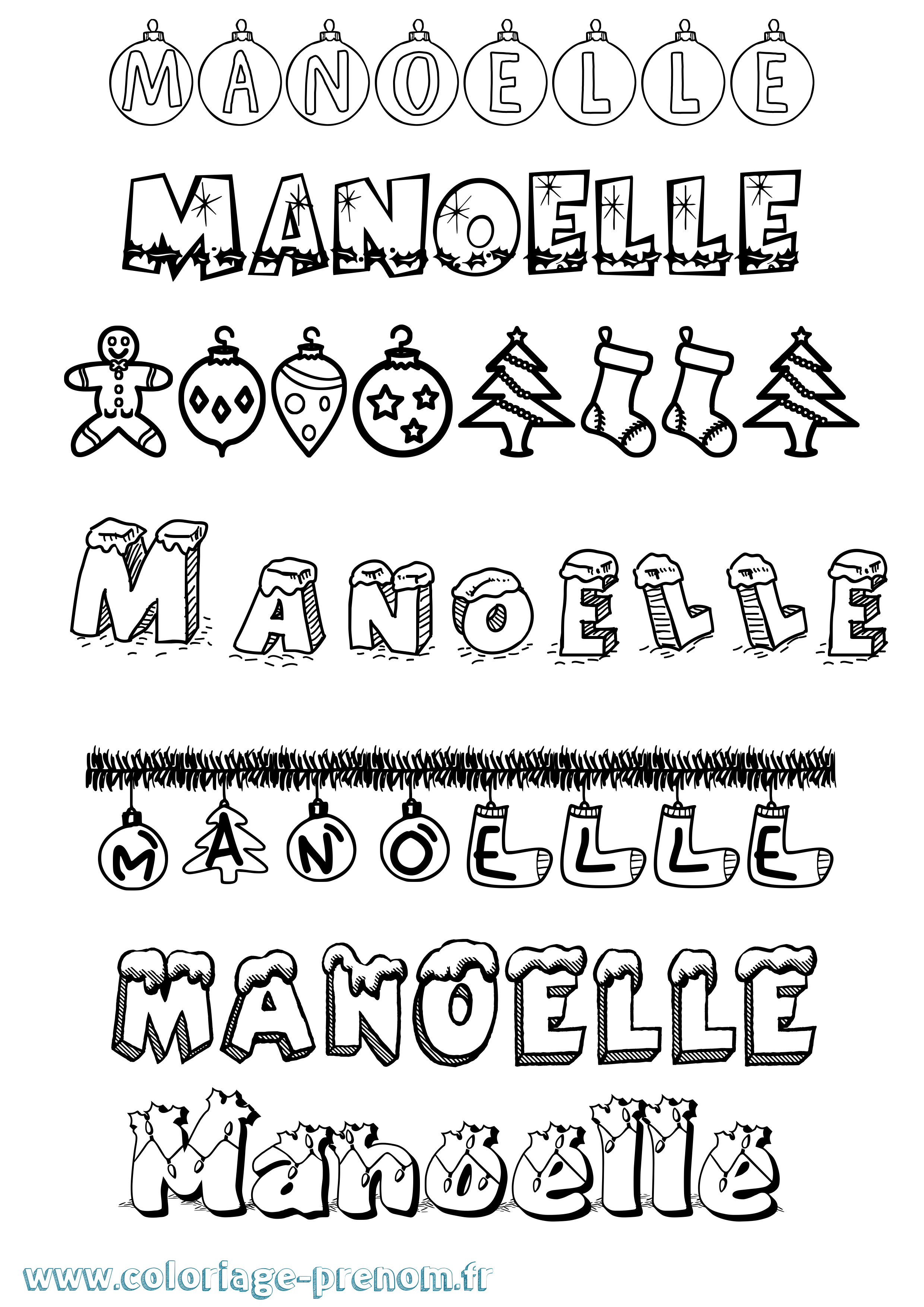 Coloriage Manoelle Noël Coloriage prénom Manoelle Noël