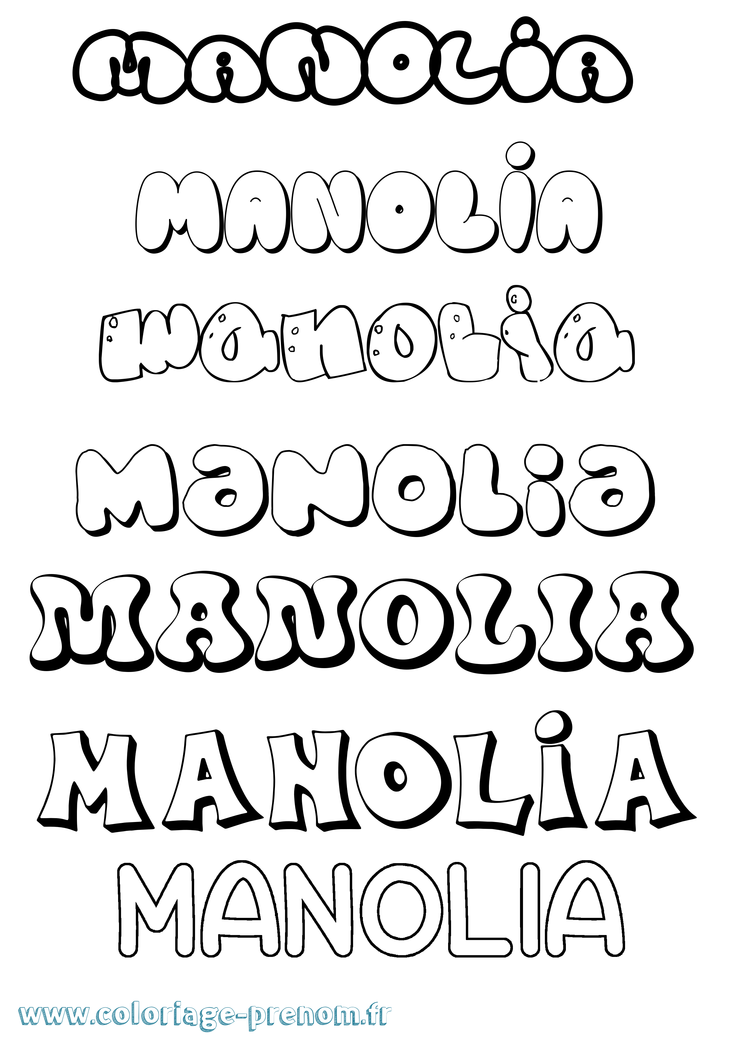 Coloriage Manolia Bubble Coloriage prénom Manolia Bubble