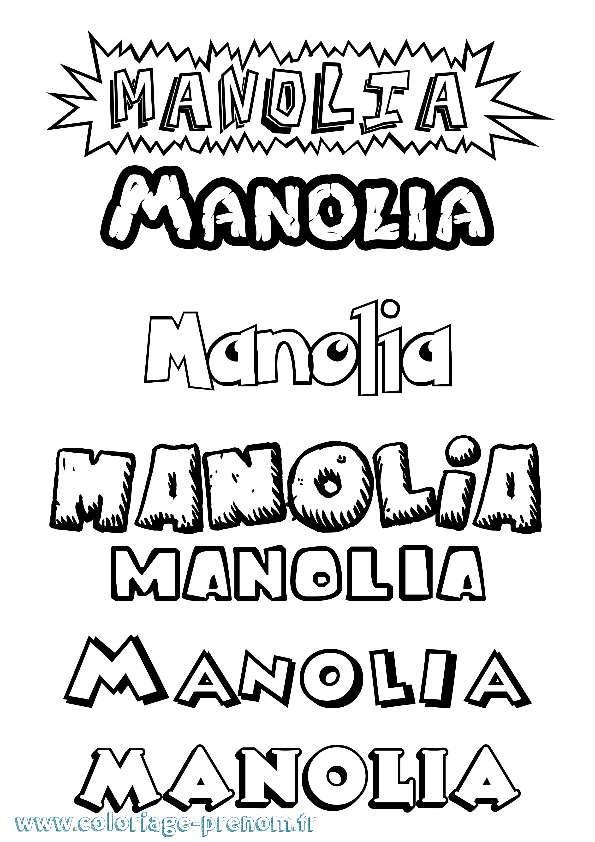 Coloriage Manolia Dessin Animé Coloriage prénom Manolia Dessin Animé