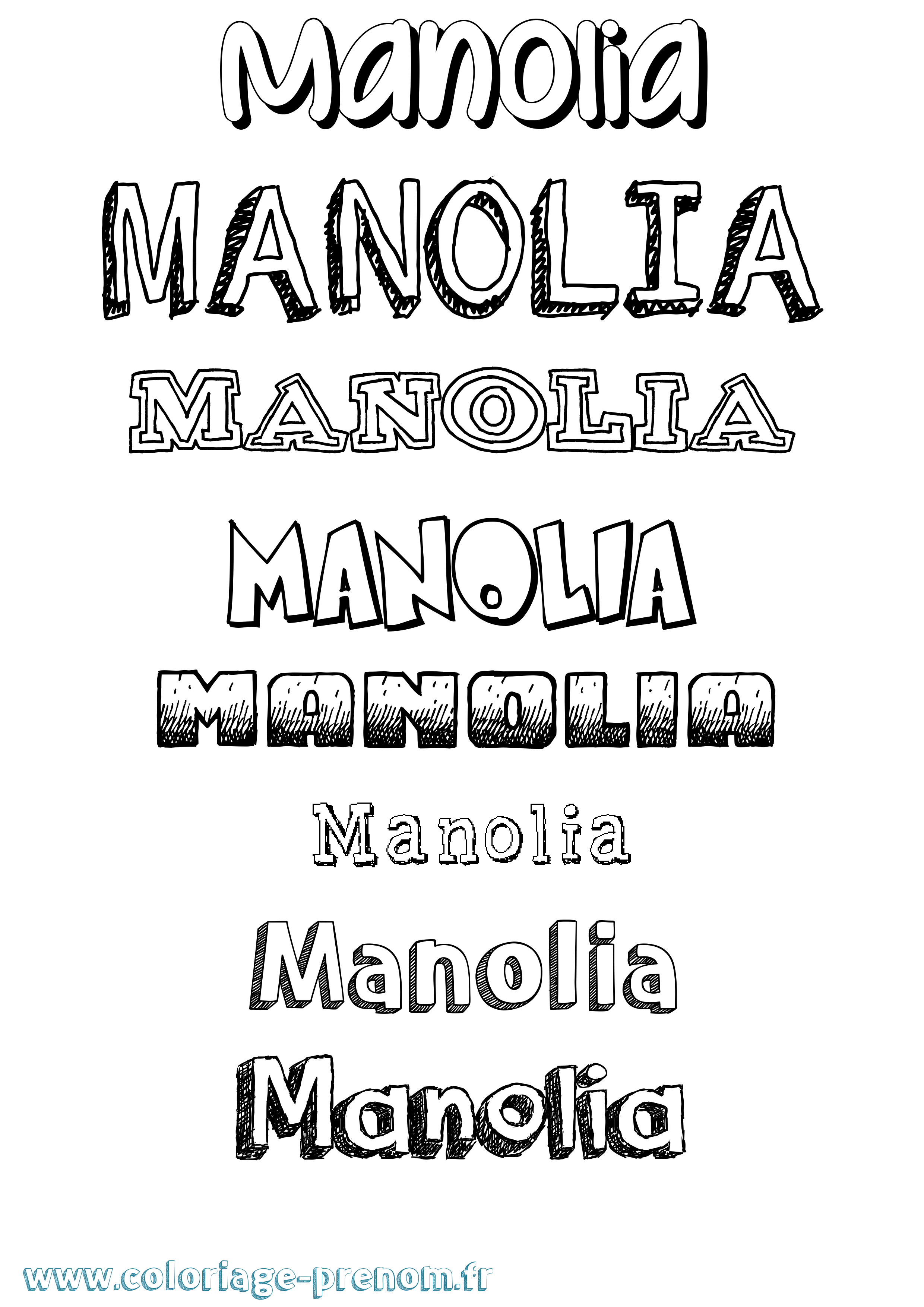 Coloriage Manolia Dessiné Coloriage prénom Manolia Dessiné
