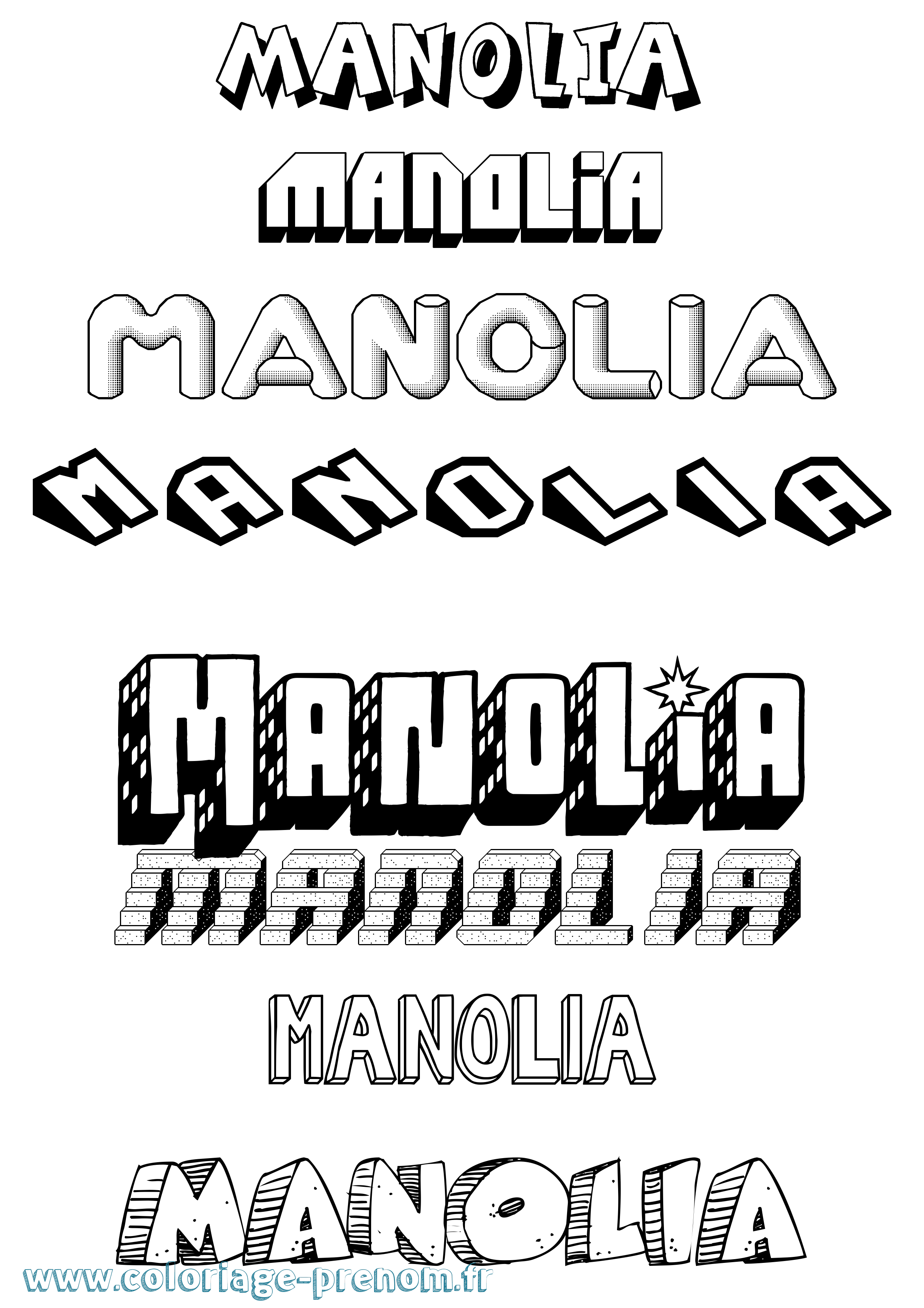 Coloriage Manolia Effet 3D Coloriage prénom Manolia Effet 3D