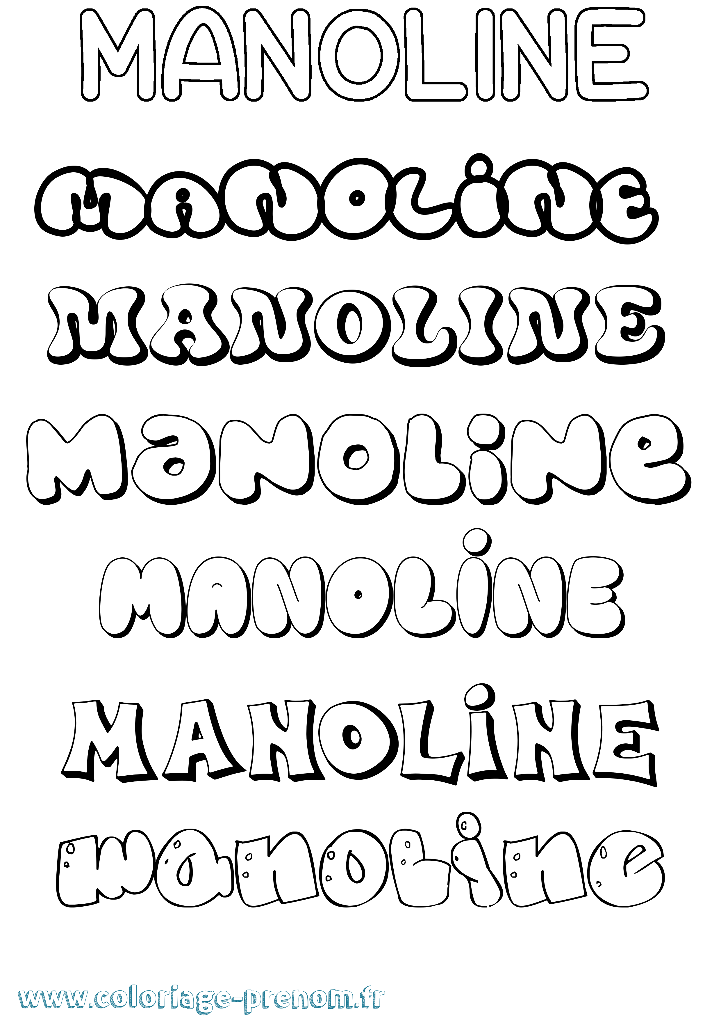 Coloriage Manoline Bubble Coloriage prénom Manoline Bubble