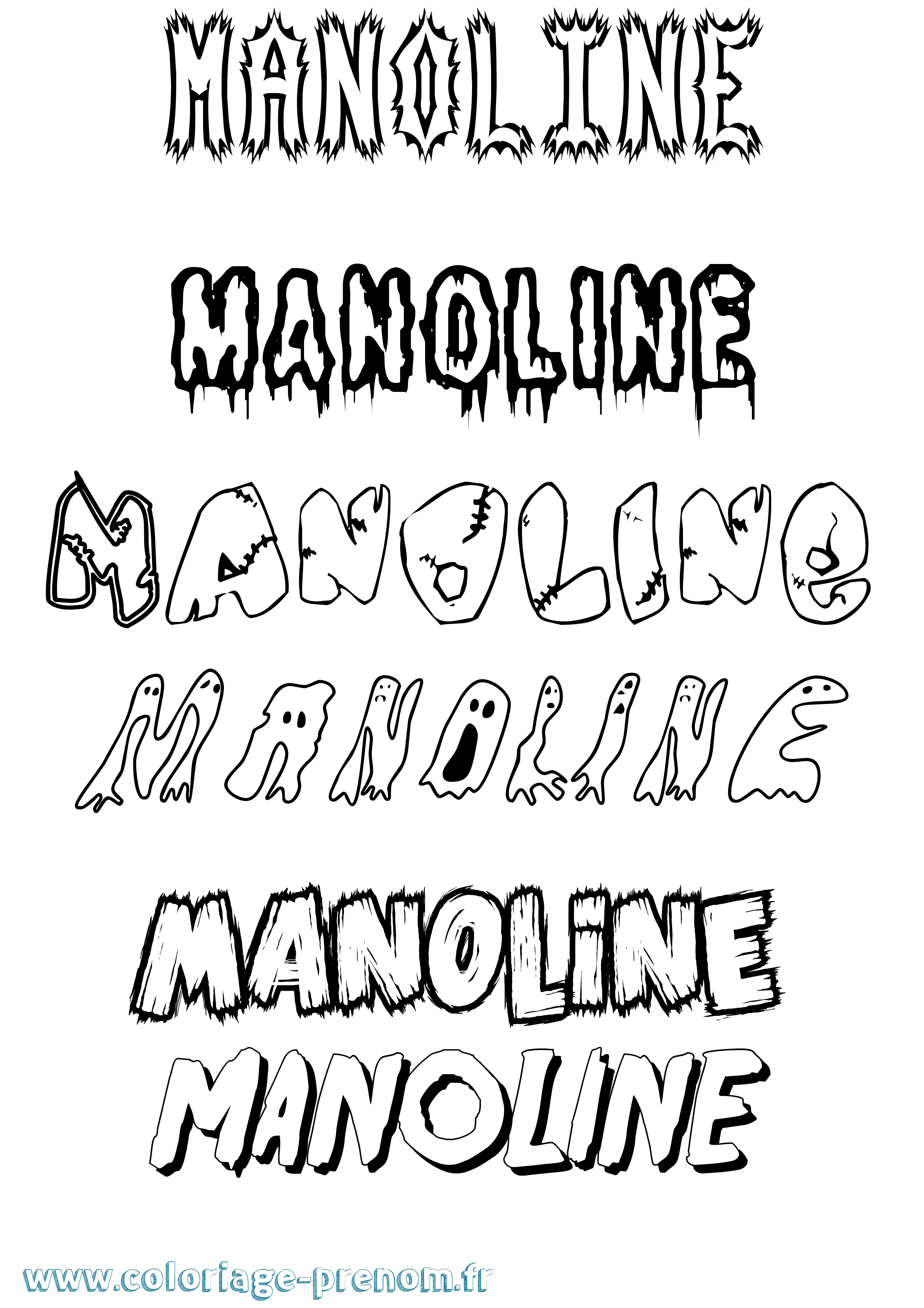 Coloriage Manoline Frisson Coloriage prénom Manoline Frisson