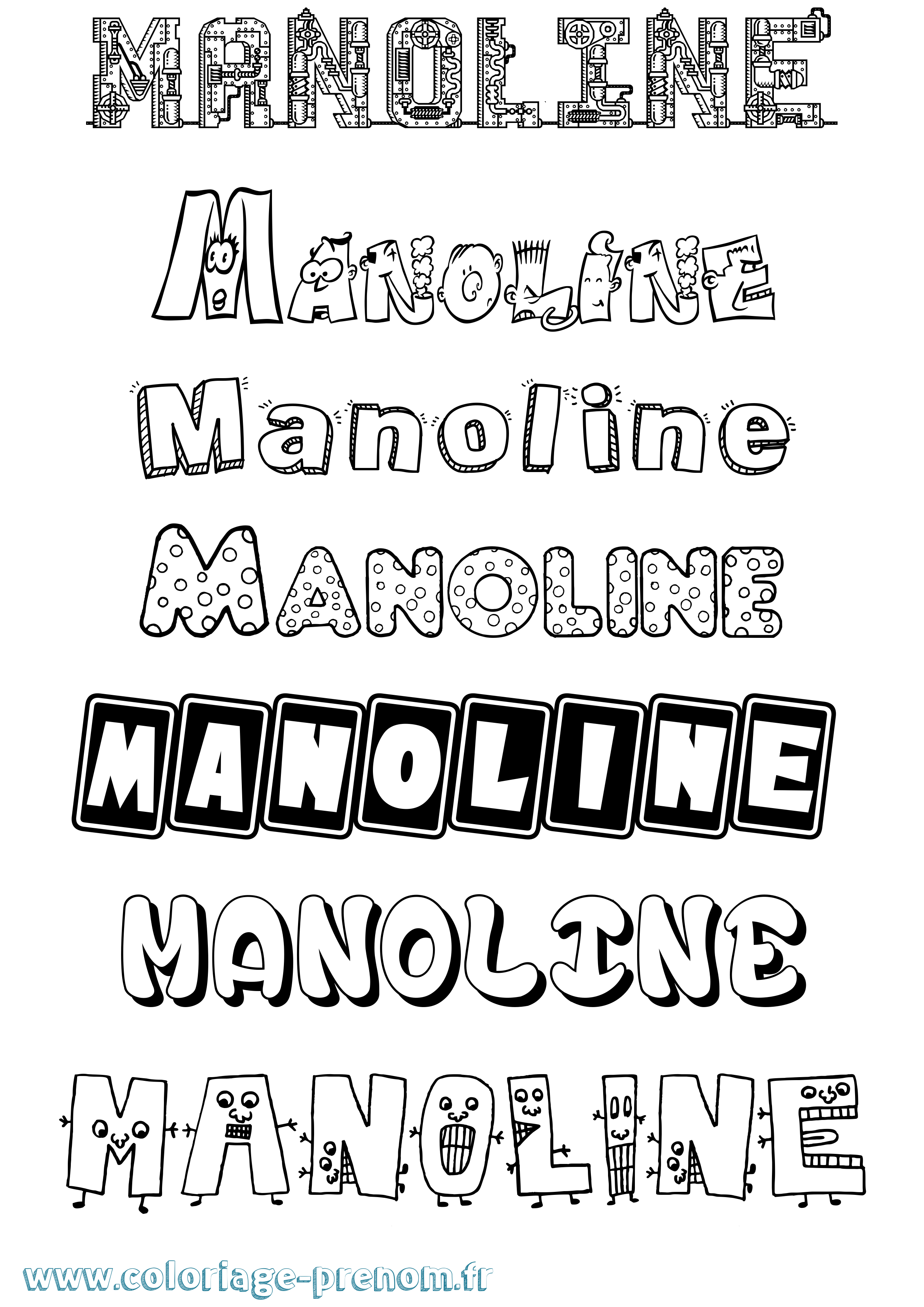 Coloriage Manoline Fun Coloriage prénom Manoline Fun