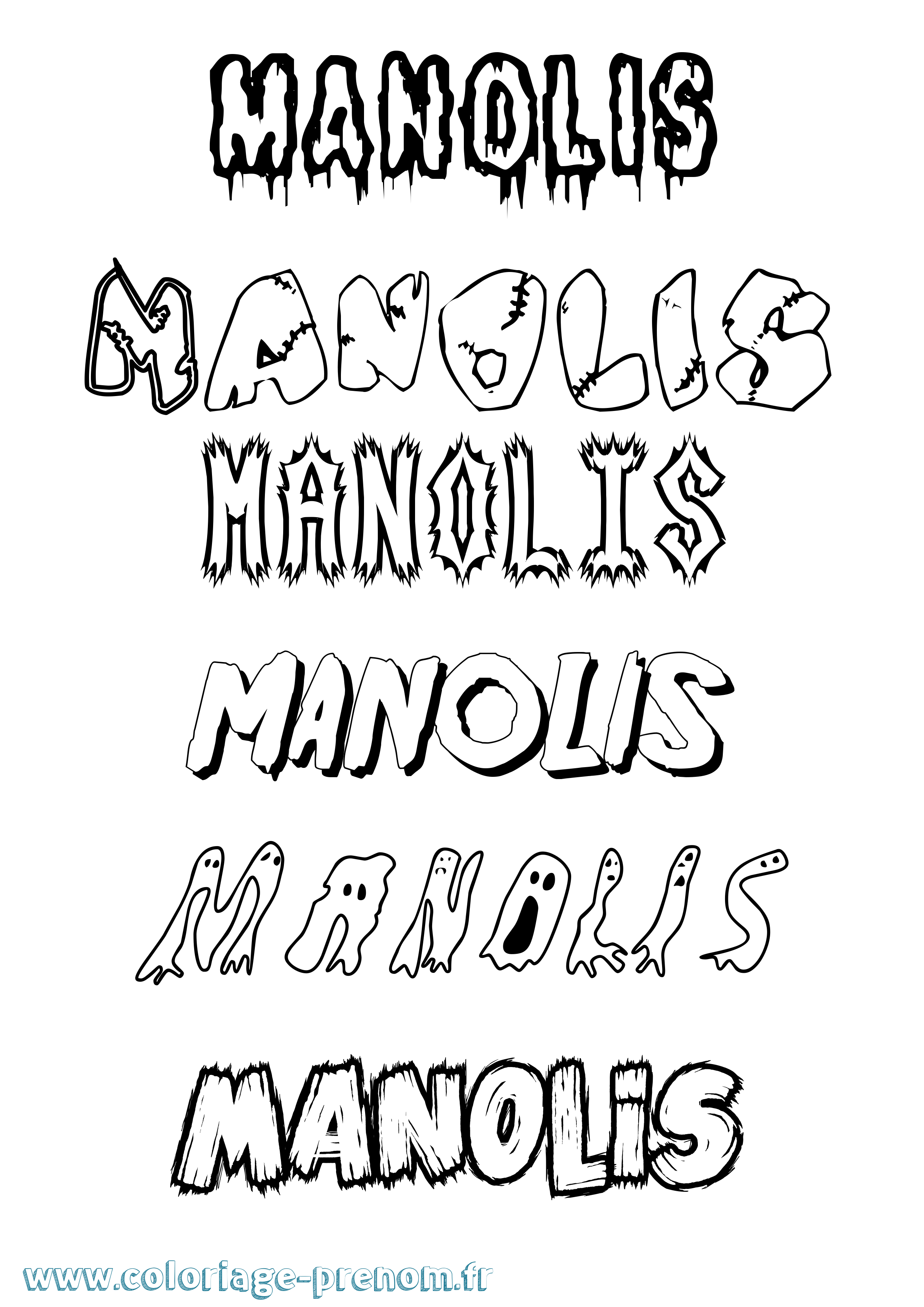 Coloriage Manolis Frisson Coloriage prénom Manolis Frisson