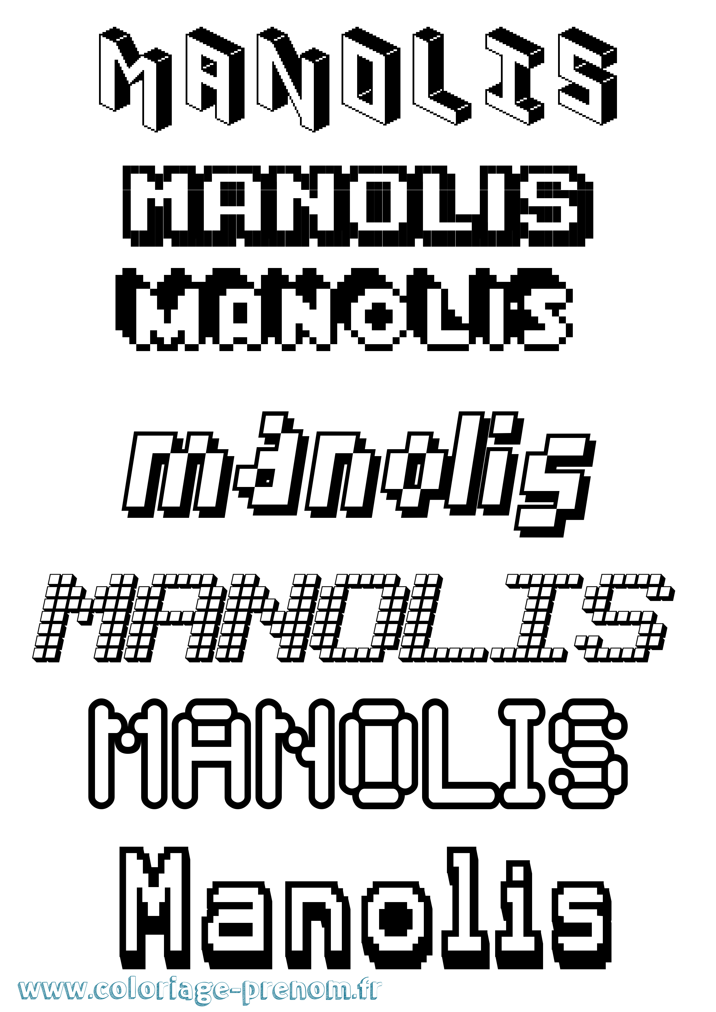 Coloriage Manolis Pixel Coloriage prénom Manolis Pixel