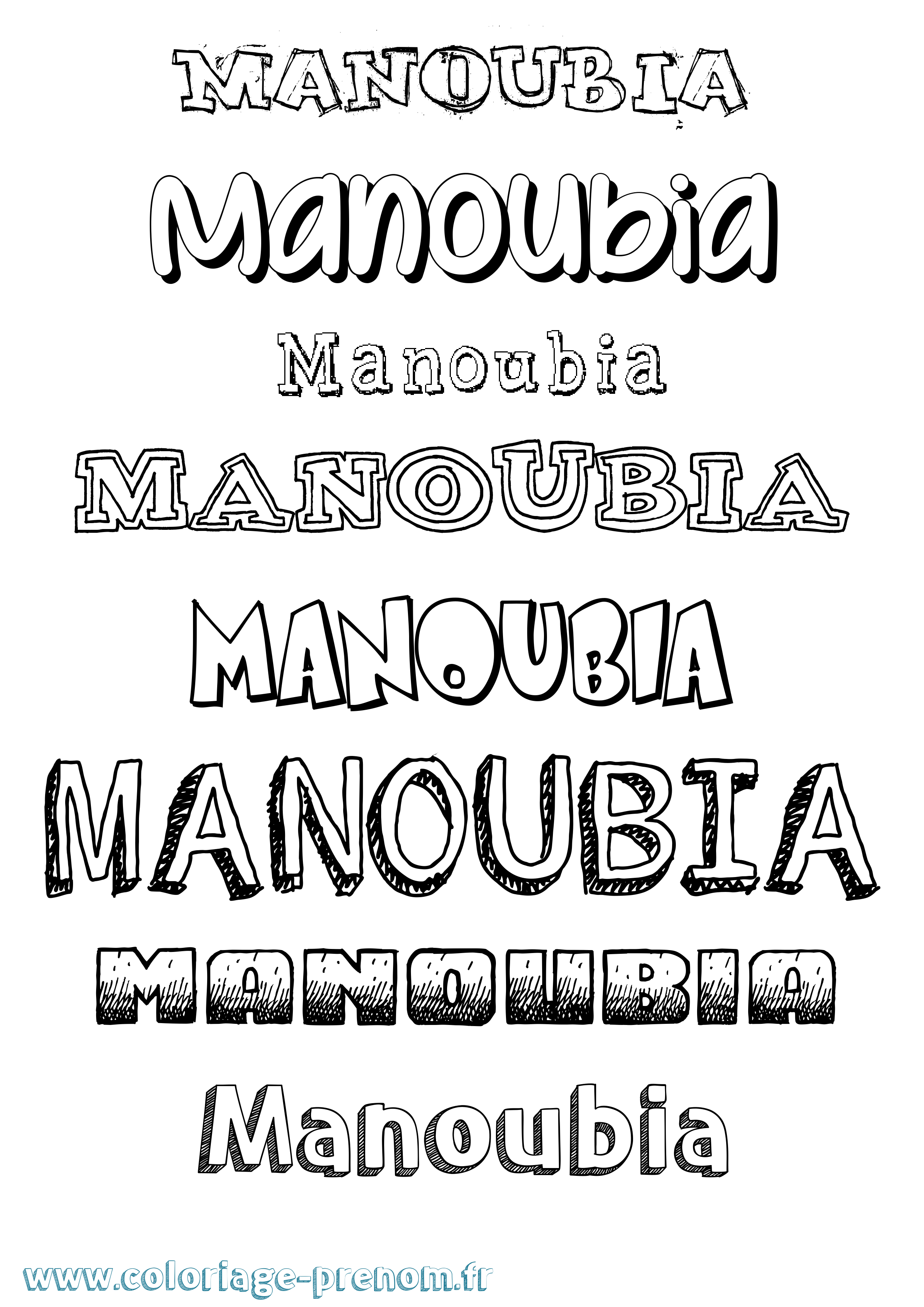 Coloriage Manoubia Dessiné Coloriage prénom Manoubia Dessiné